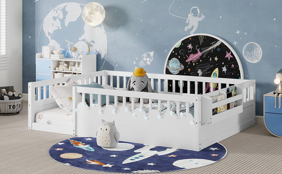 Twin/Full Montessori Floor Kids Bed Frame with High Rails