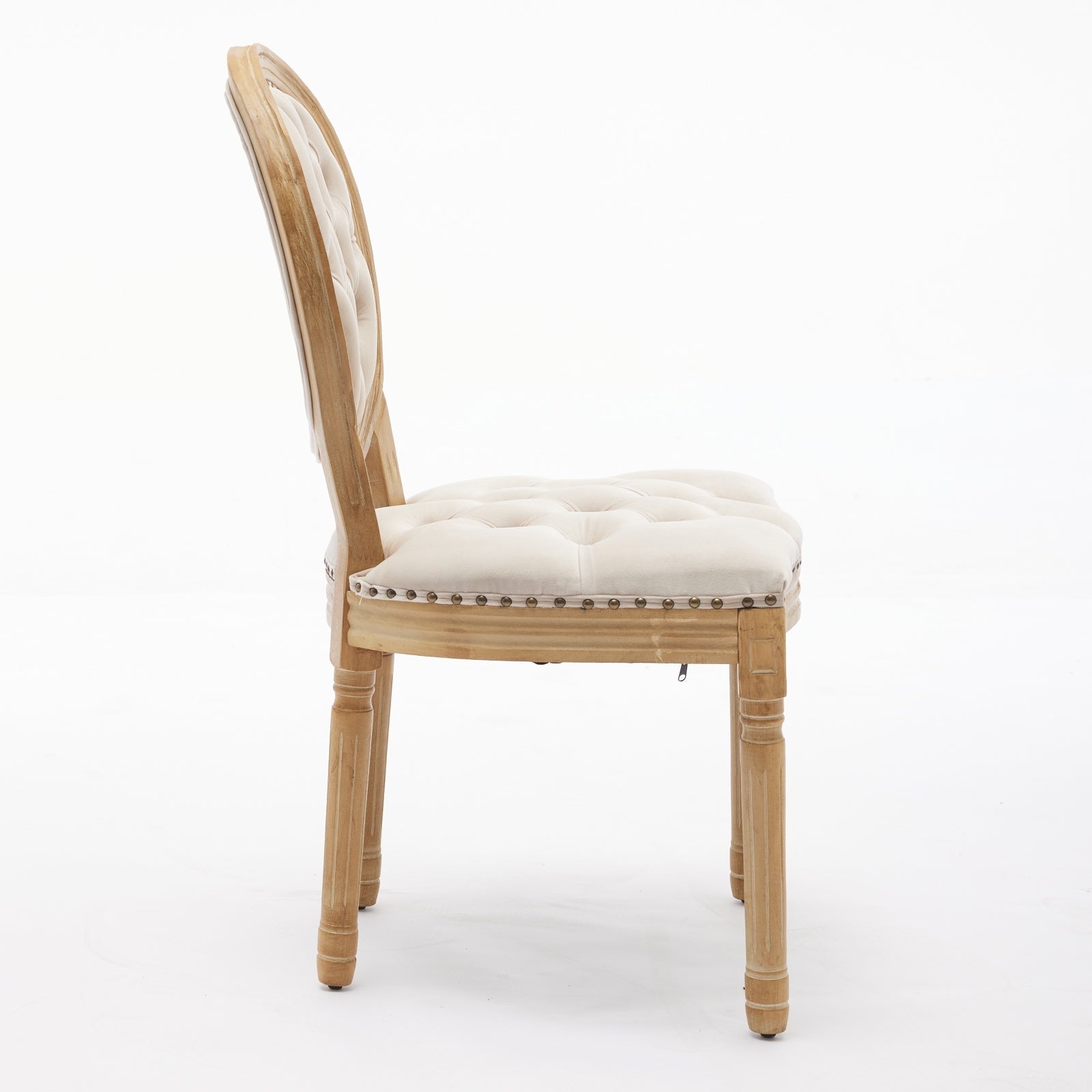 French Style Solid Wood Frame Velvet Dining Chairs (Set of 2)