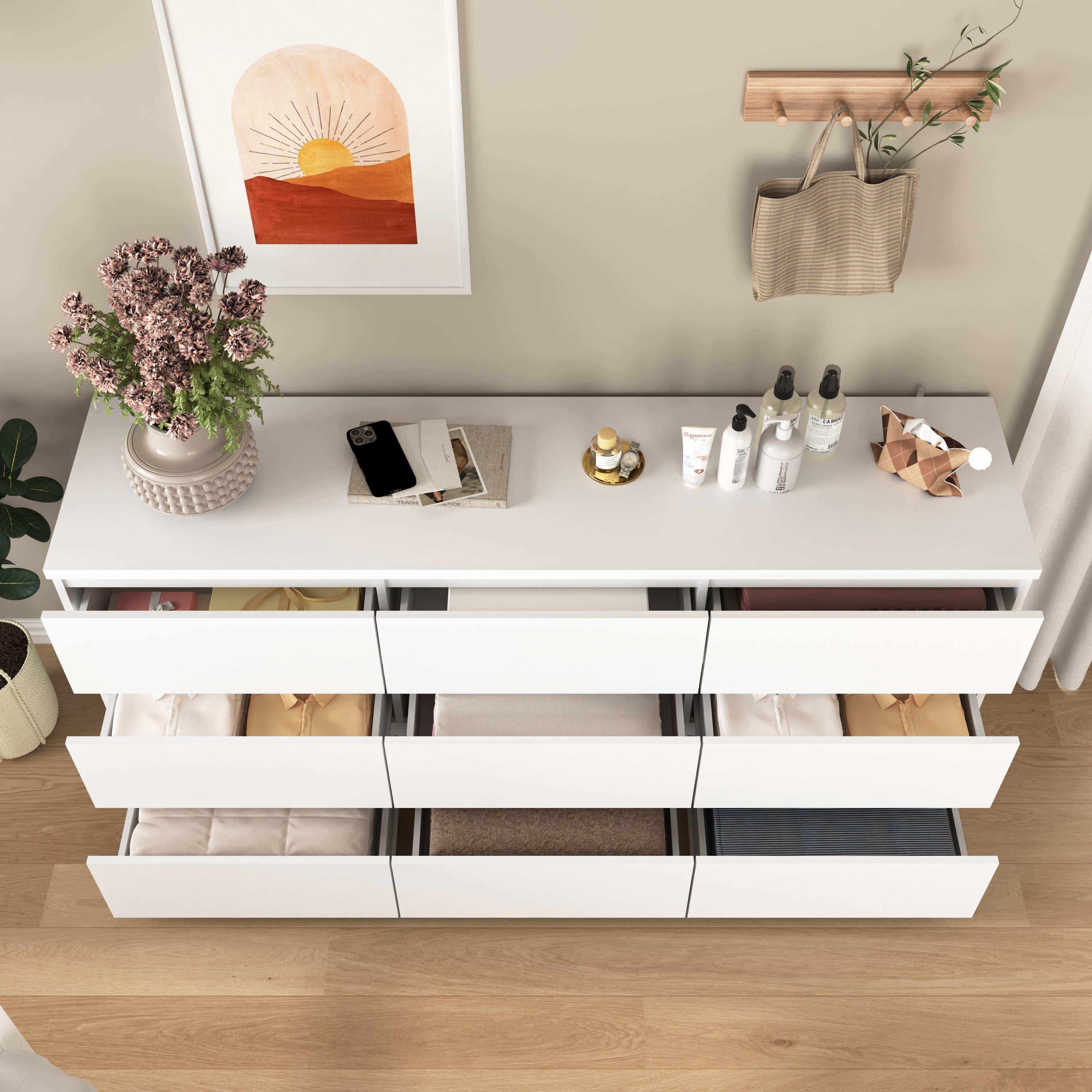 White 9 Drawer Cabinet for Bedroom