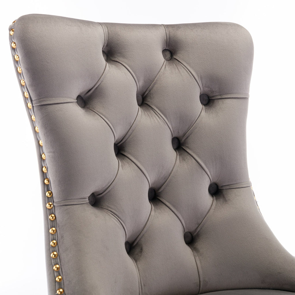 Modern High-end Tufted Solid Wood Velvet Dining Chair(Set of 2)