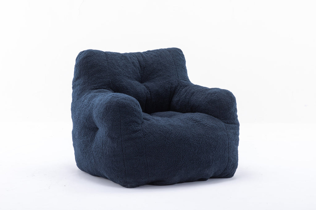 Teddy Fabric Tufted Foam Bean Bag Chair with Memory Sponge
