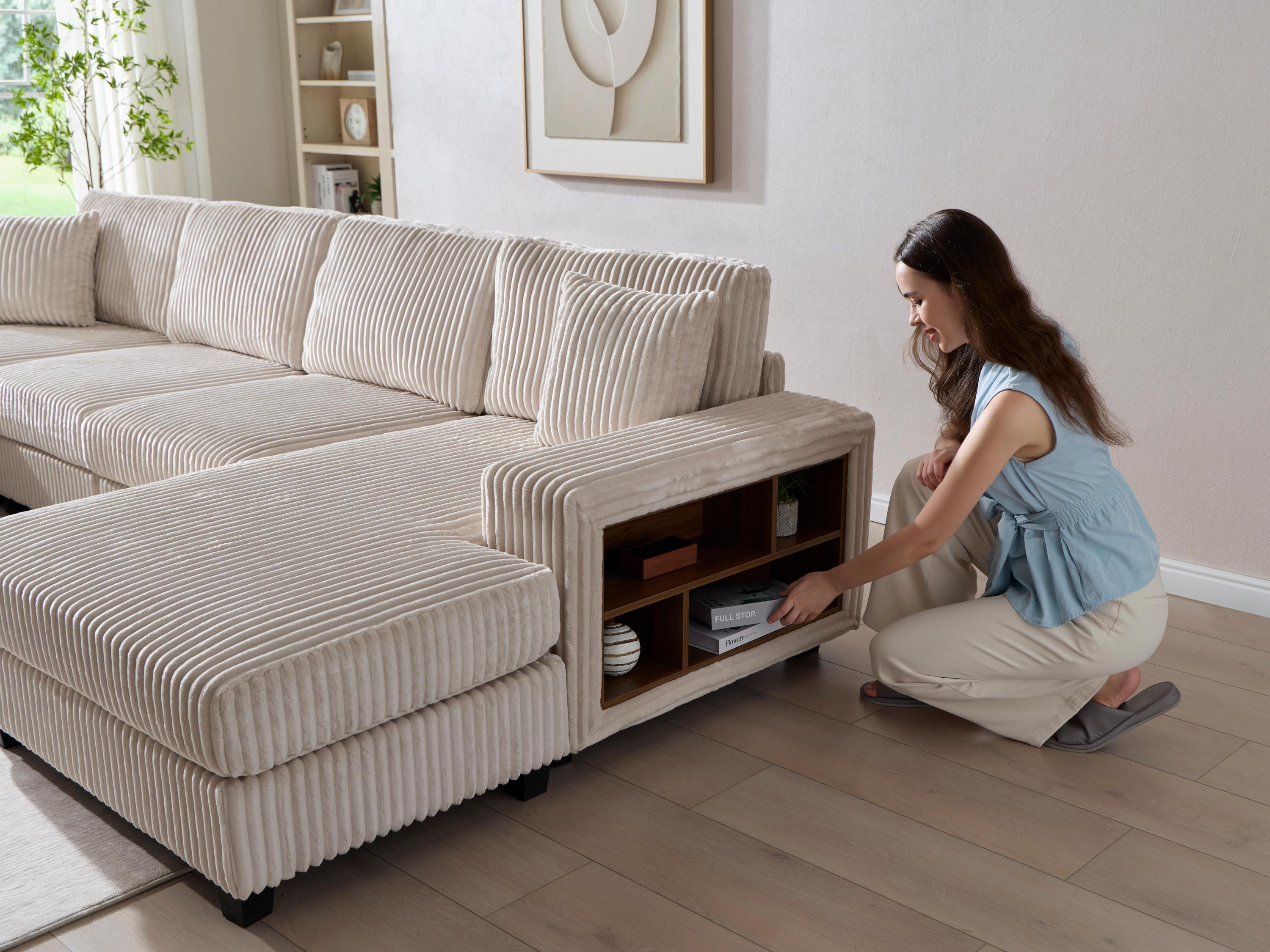 Convertible Sleeper Sectional Sofa with Storage