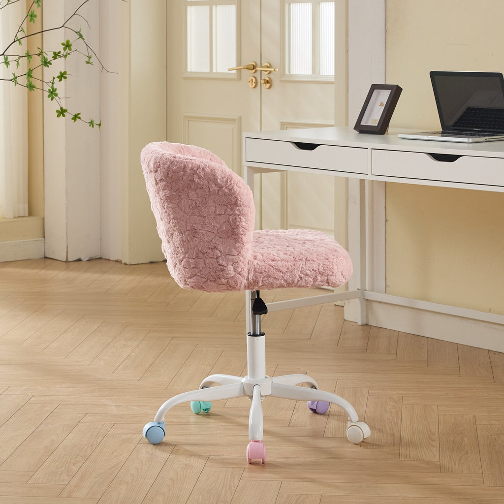 Artificial Rabbit Hair Adjustable Office Chair with Metal Base