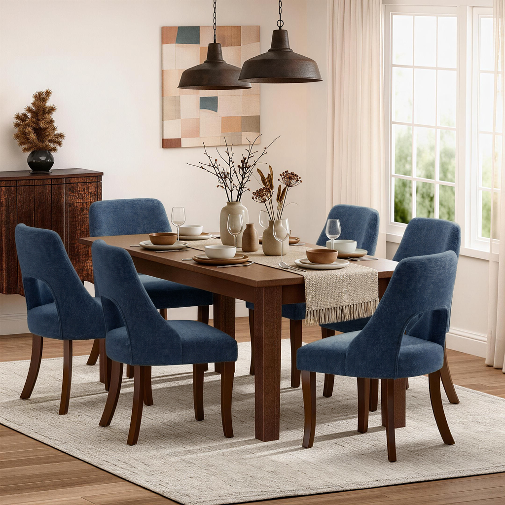 Chenille Elegant Tufted Club Dining Room Chairs (Set of 2)