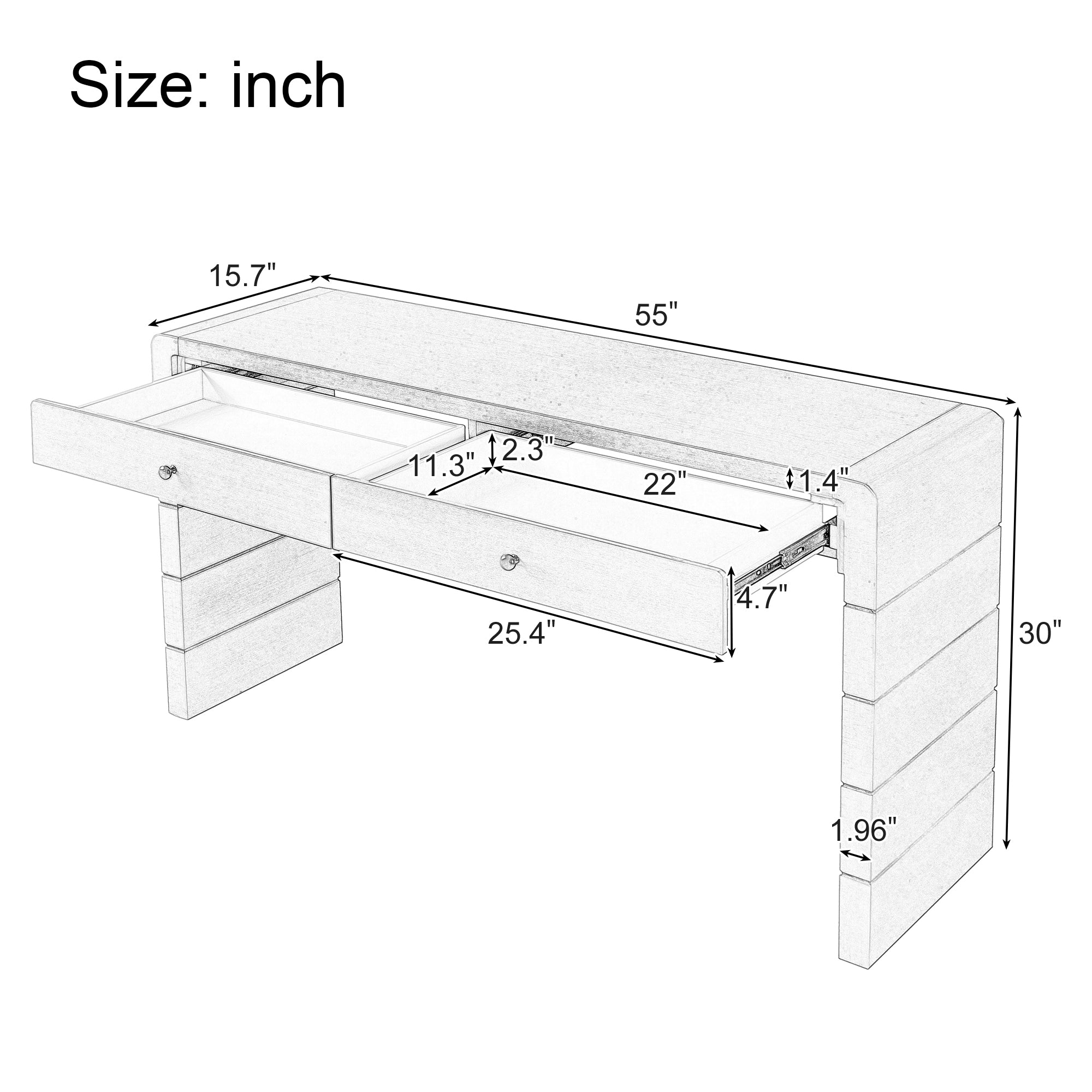 Wooden Entryway Table with 2 Drawers