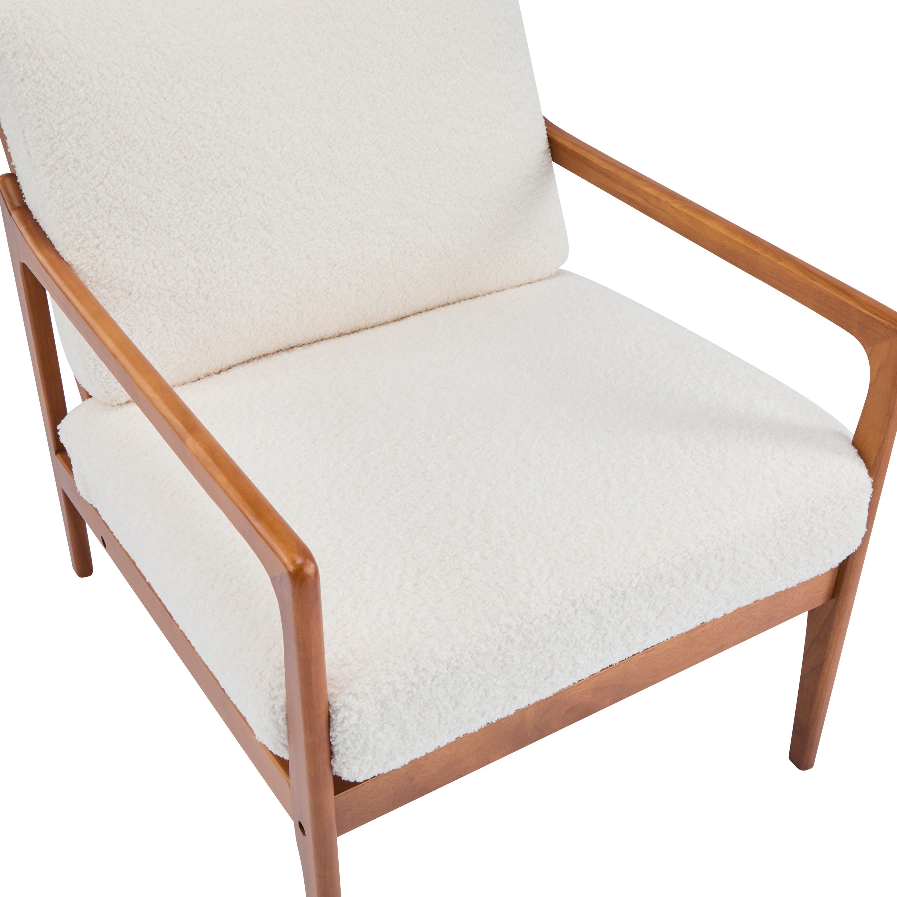 Modern Solid Wood Frame Ergonomic Accent Armchair with High Back