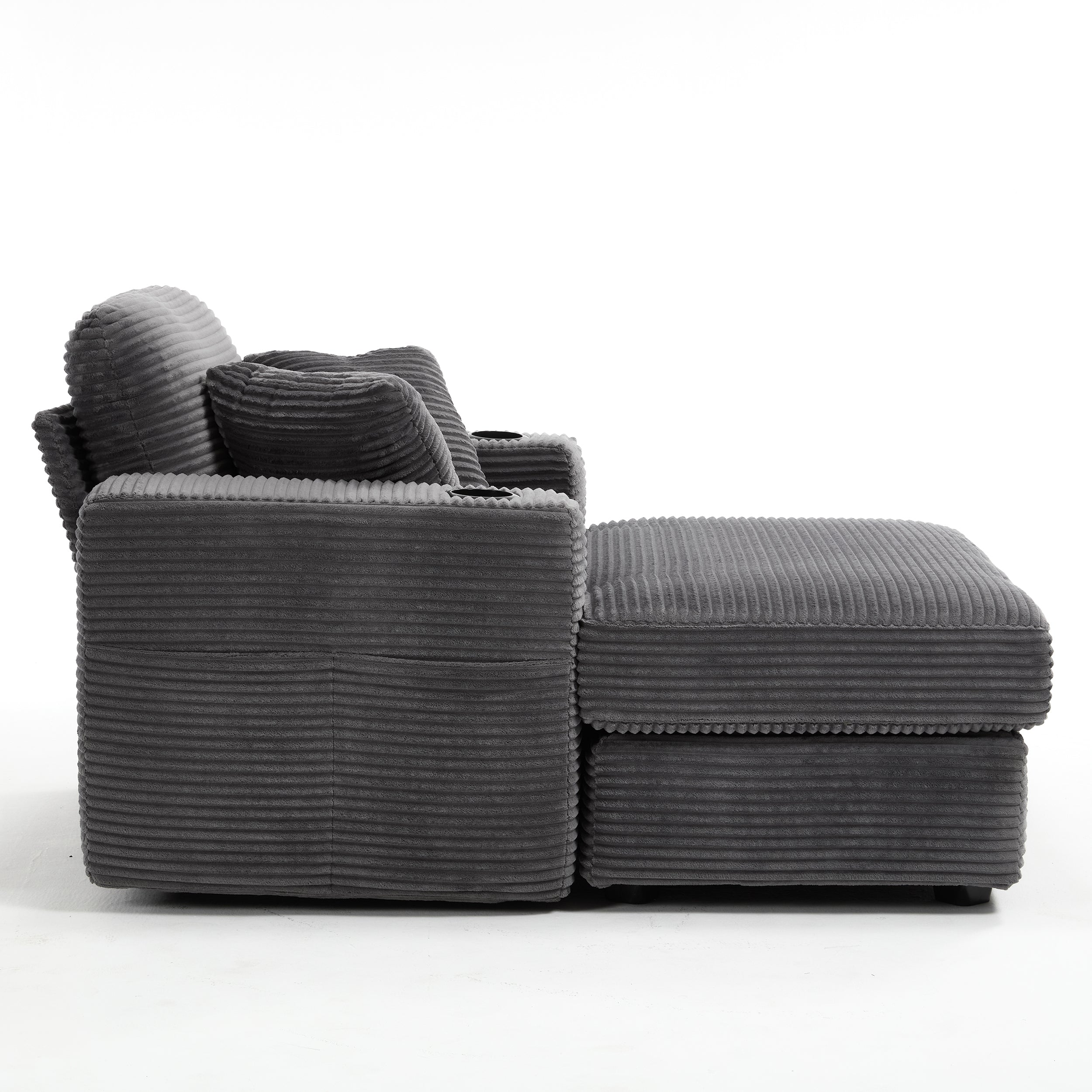 Corduroy Upholstered Chaise Lounge Sofa