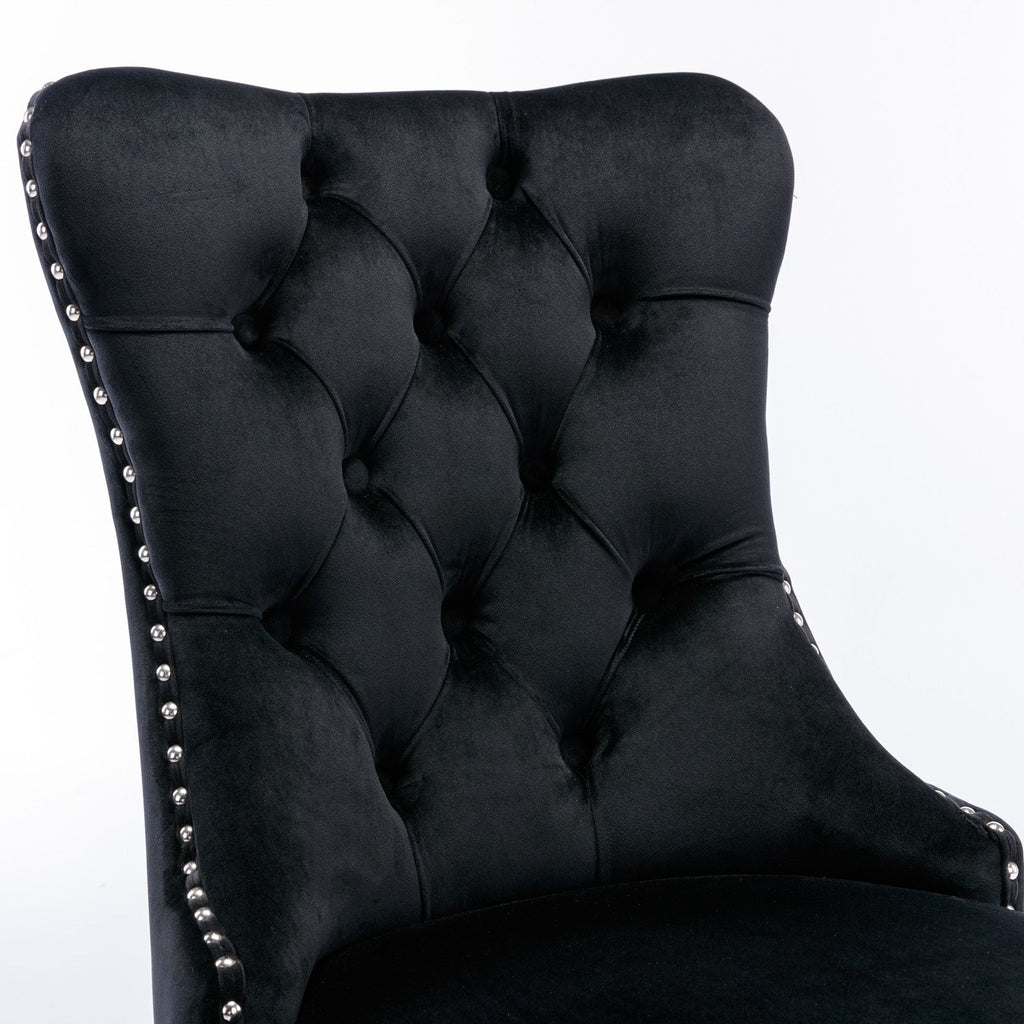 Modern High-end Tufted Solid Wood Velvet Dining Chairs (Set of 2)