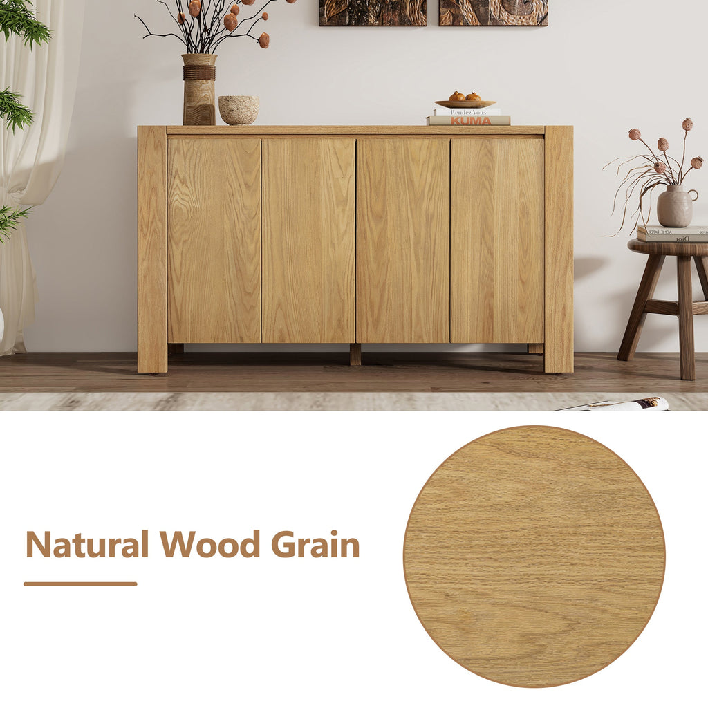 4-Door Retro Wood Buffet Cabinet with Storage
