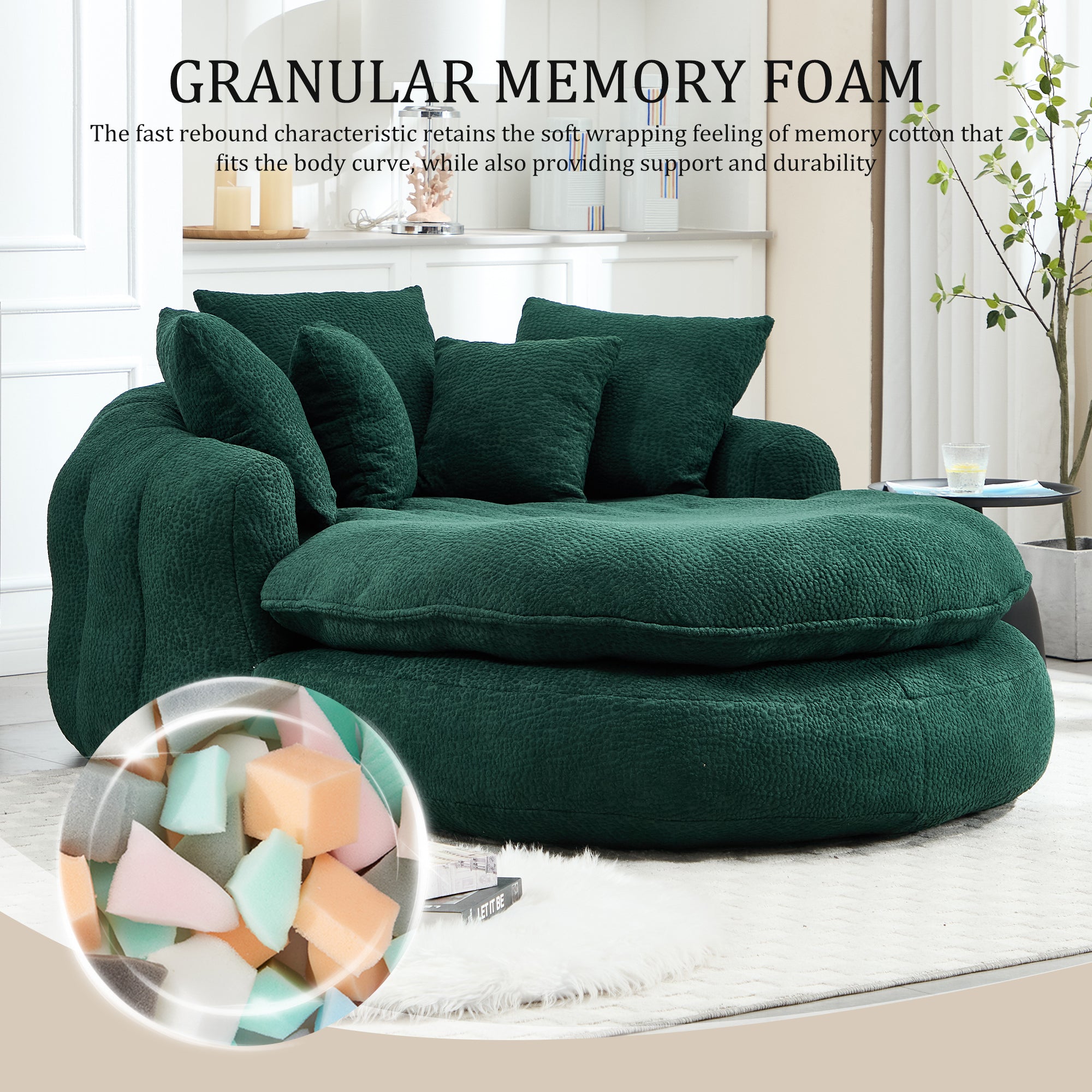 Oversized Oval Upholstered Bean Bag Sofa