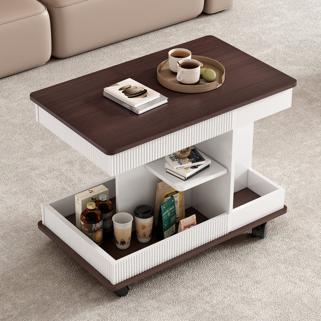 Modern Multifunctional Adjustable End Table with Wheels