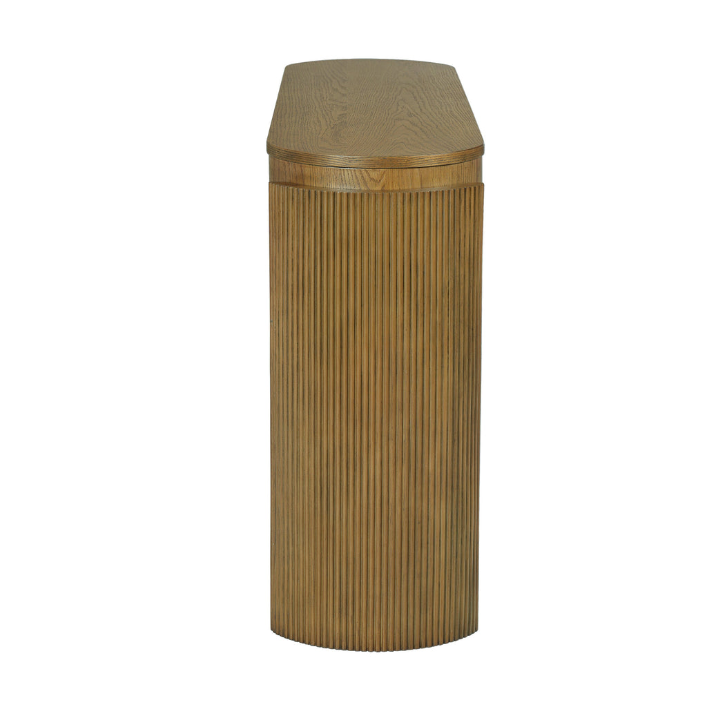 Natural Wood Console Table with Fluted Design