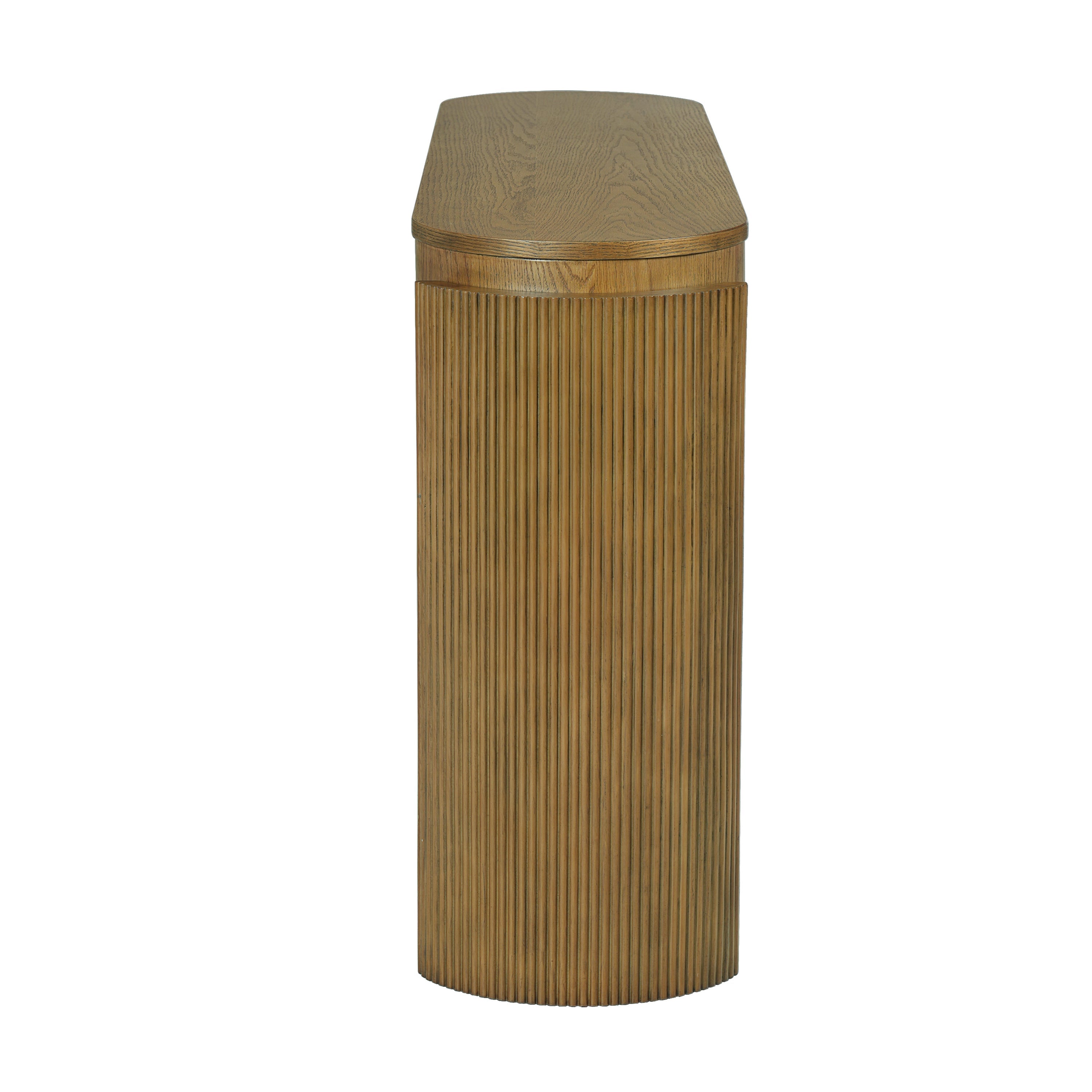 Natural Wood Console Table with Fluted Design