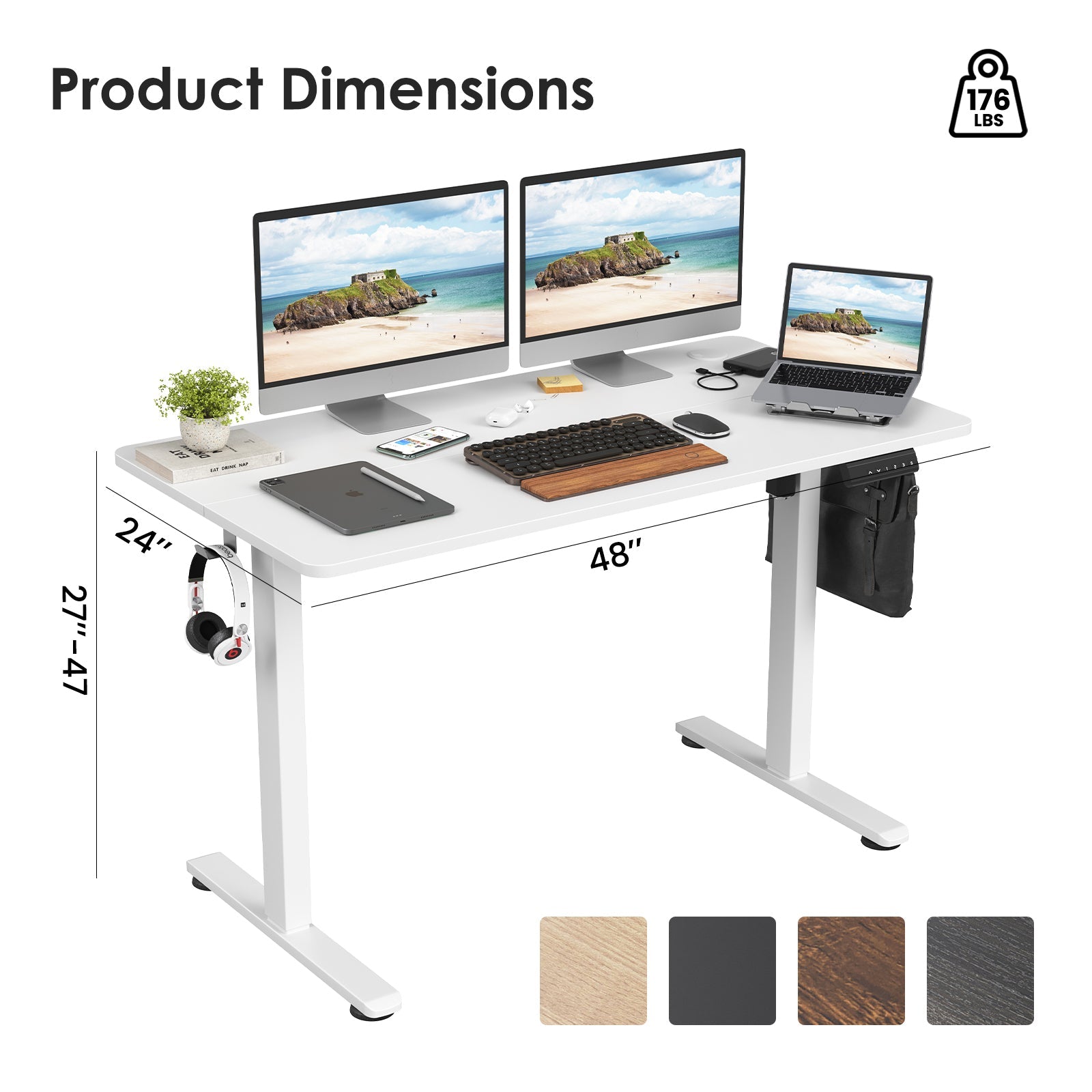 Electric Adjustable Height Sit Stand Home Office Desk with Splice Board