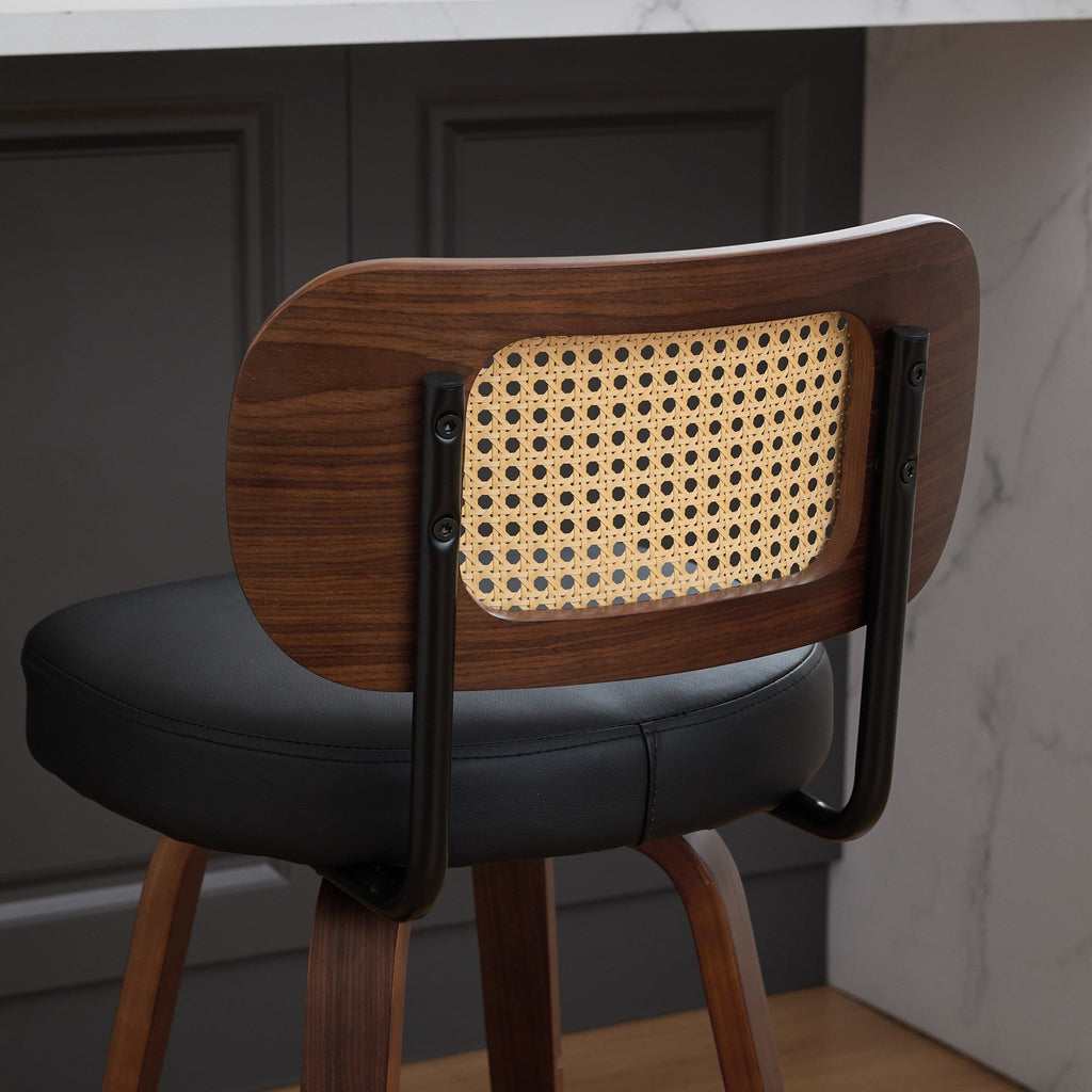 26 Inch Rattan Counter Height Stools with Cane Back (Set of 3)
