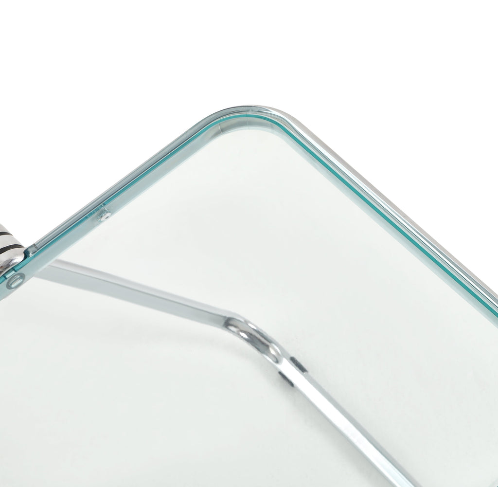Folding Blue-Green  Ghost Chair Transparent Acrylic Stackable Chrome Frame