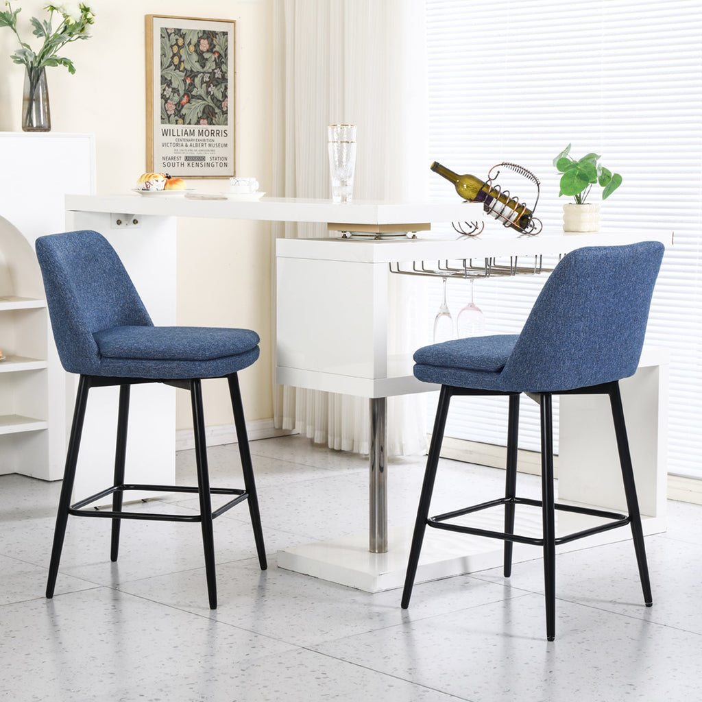 Linen/PU 360° Swivel Barstools (Set of 2)
