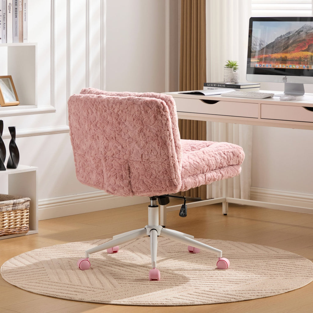 W26.4 inch Wider Artificial Rabbit Hair Home Office Chair