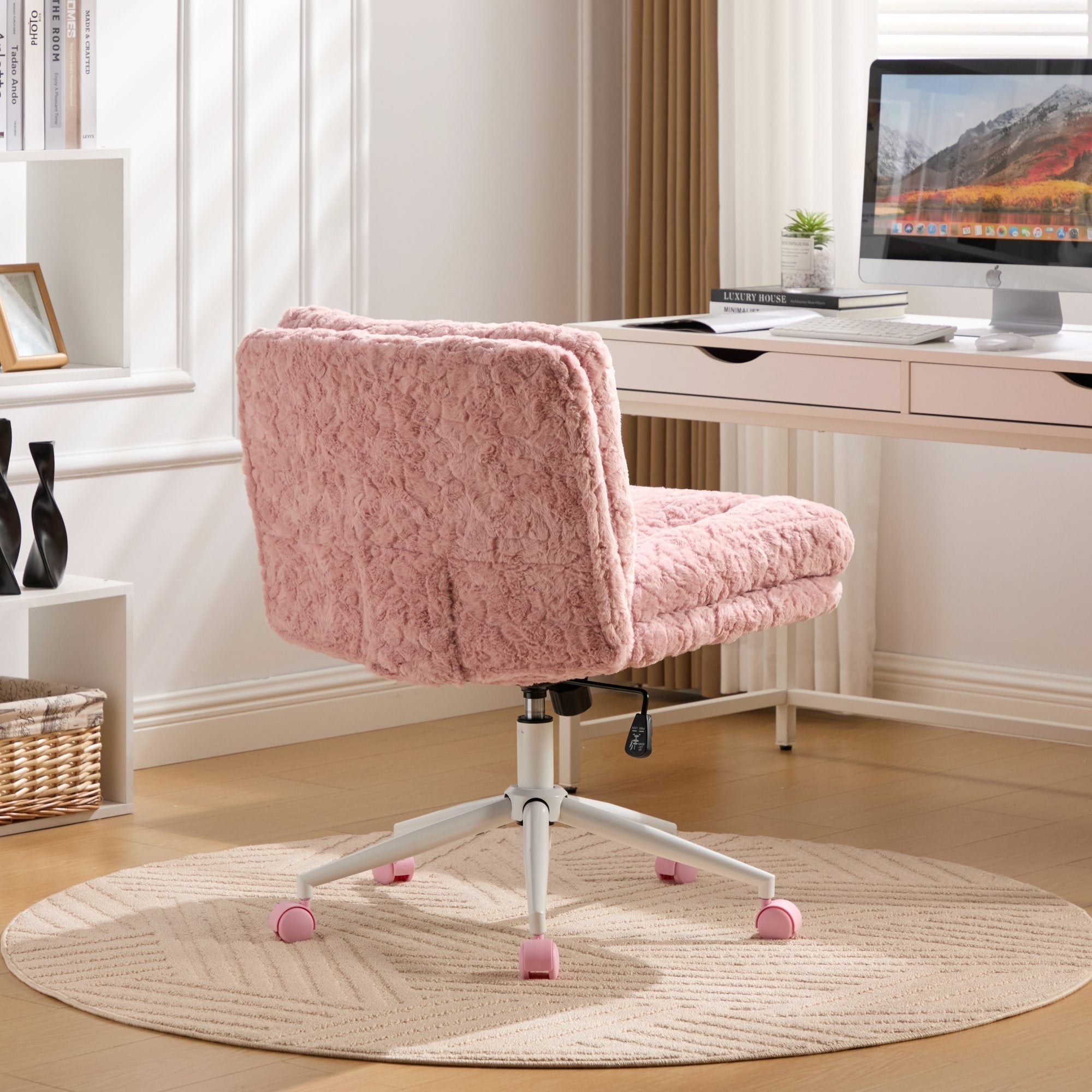W26.4 inch Wider Artificial Rabbit Hair Home Office Chair