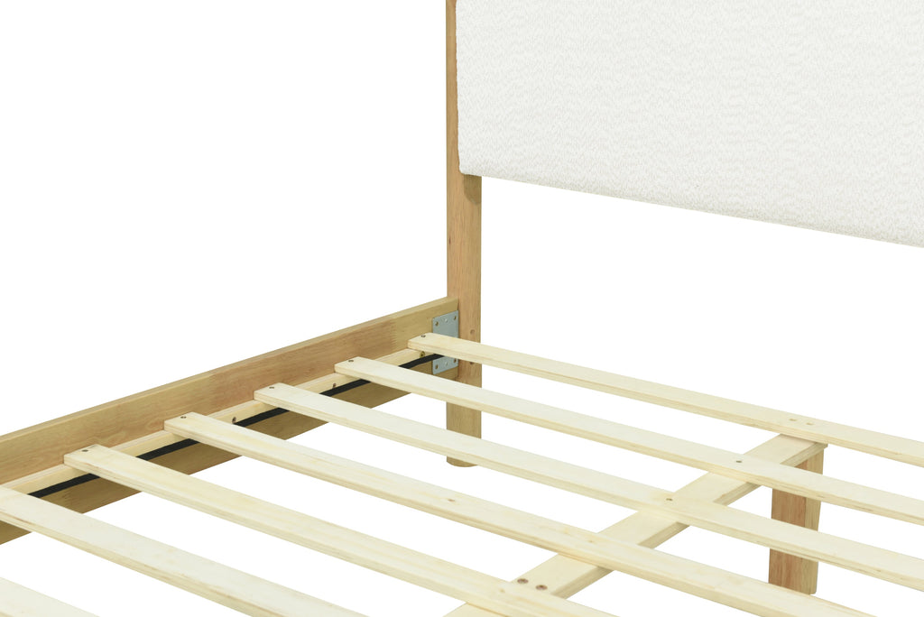 Modern White Boucle Upholstered Bed