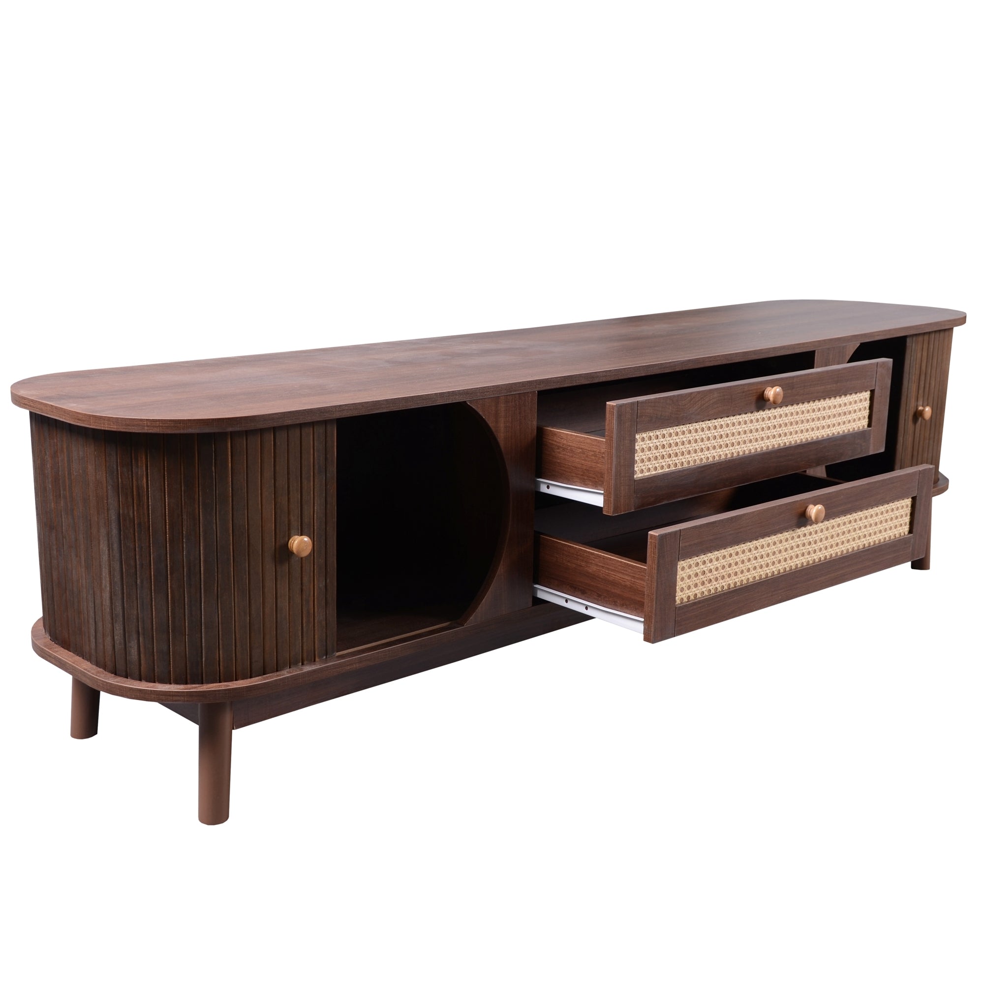 Modern Farmhouse Rattan TV Stand  Up to 75''