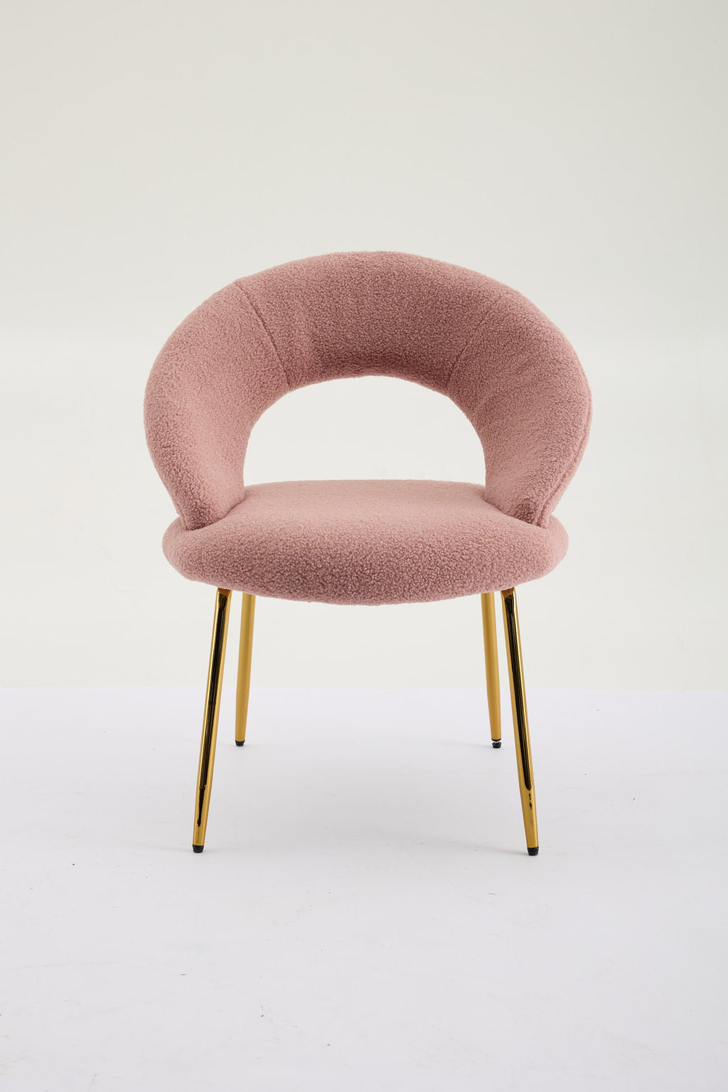 Velvet/Teddy Fabric Dining Chairs with Curved Backrest