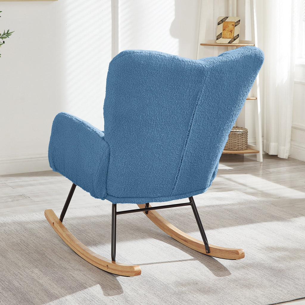 Tufted Upholstered Teddy Fabric Glider Rocking Chair