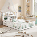 Full-size Montessori Floor Bed with Bookcases and Blackboards