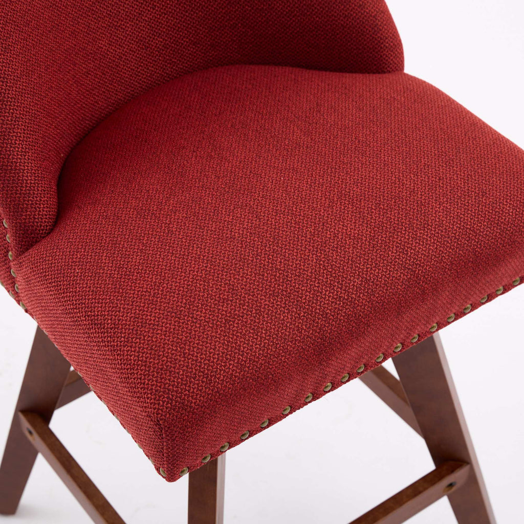 Upholstered Swivel Counter Height Bar Stools with Nailhead Trim (Set of 2)