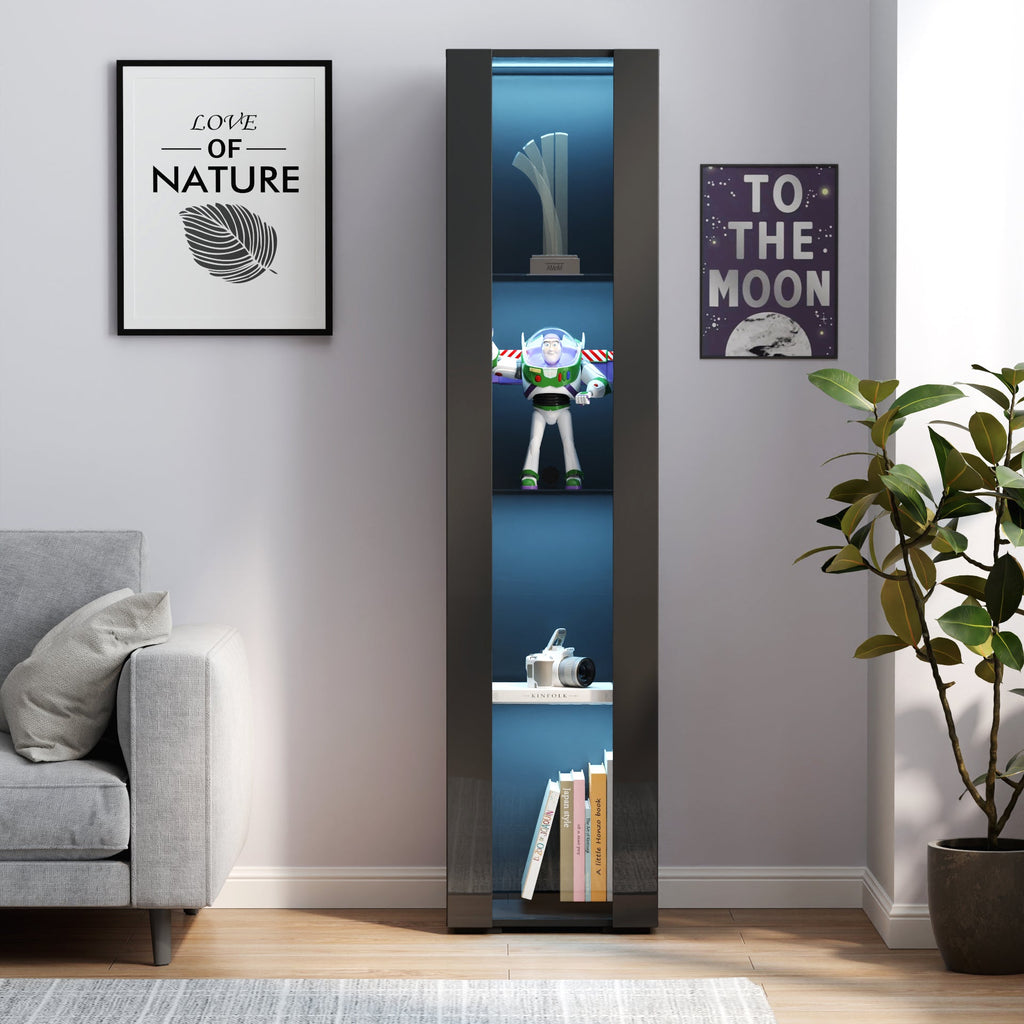 Black Side Cabinet with Aluminum Strip Lamp