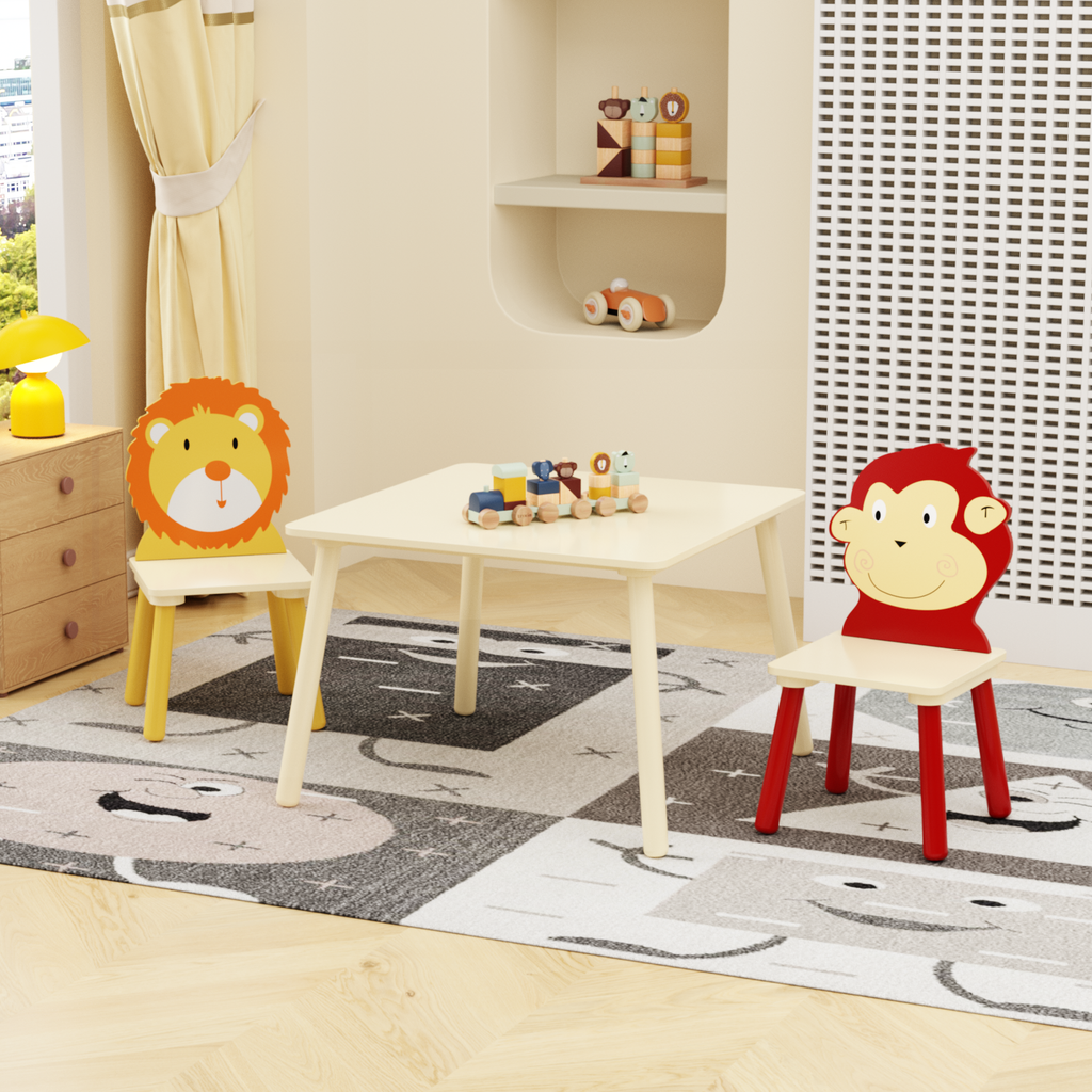 Kids Wooden Table and 2 Chairs Set