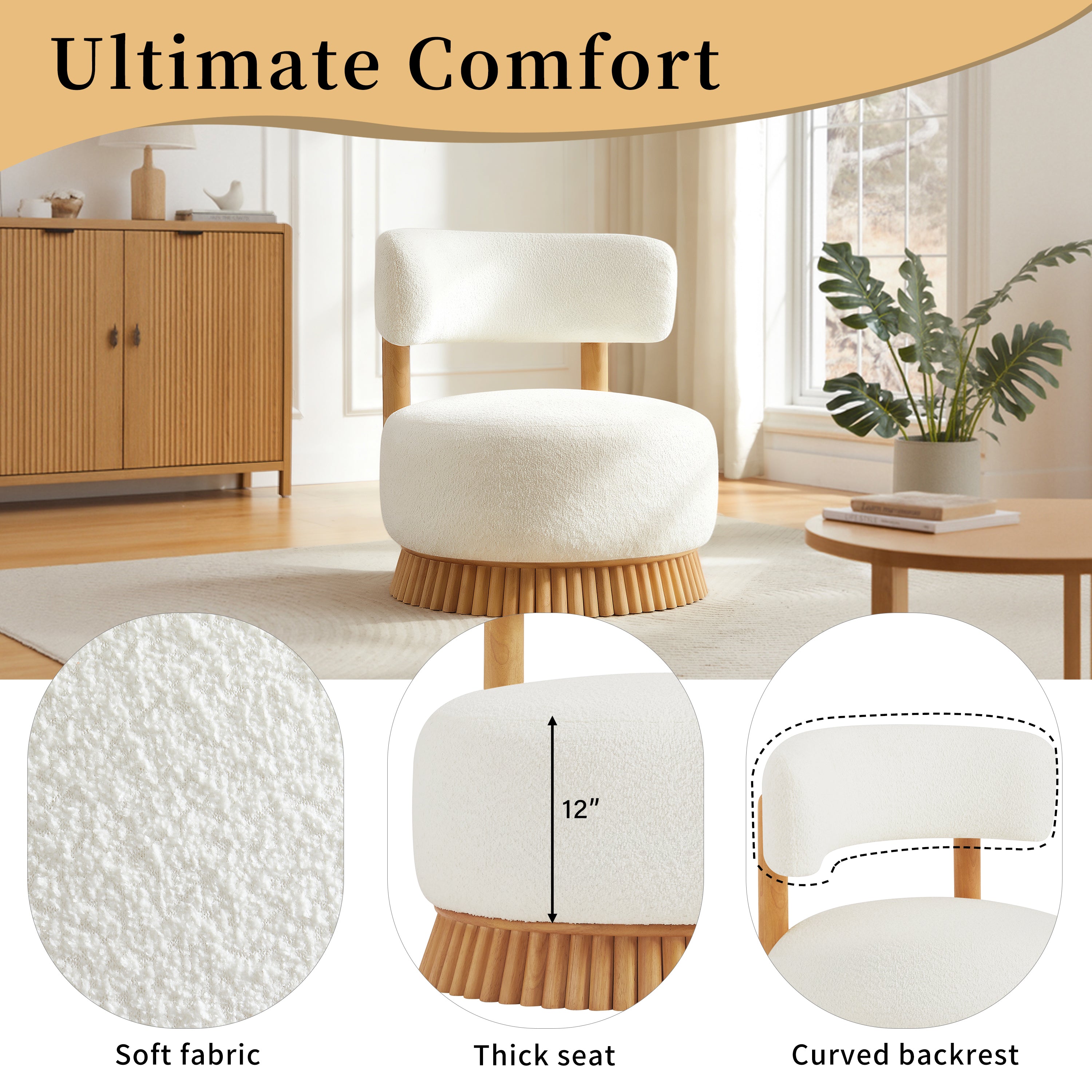 Modern Armless Chair with Wooden Base Featuring Thatched Roof Rod Design