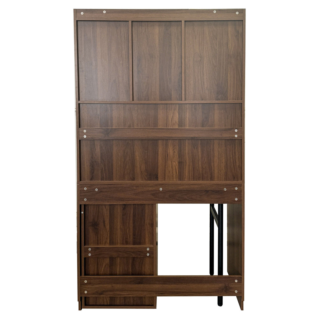 90 Degree Rotating Desktop Computer Desk with Glass Door for Home Office