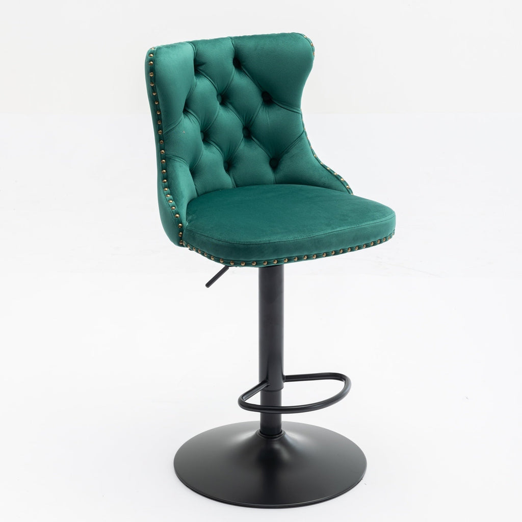 Modern Swivel Velvet Barstools Adjusatble Seat (Set of 2)