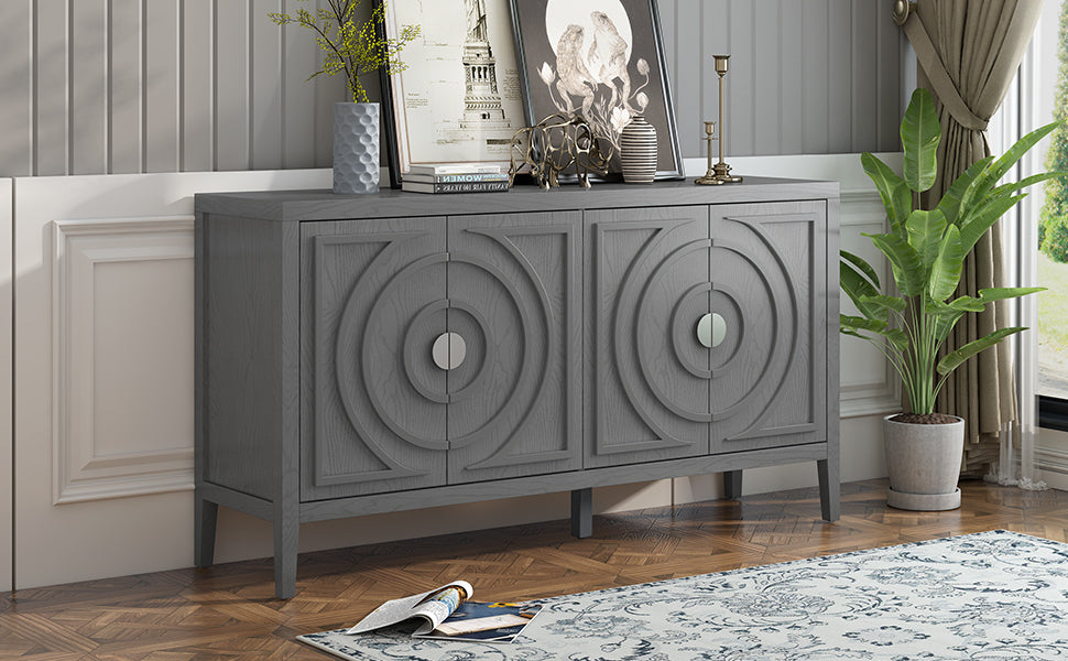 60" Circular Groove Design Sideboard Door for Living Room