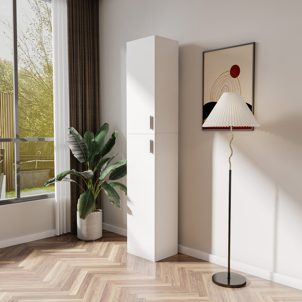Elegant White Freestanding Cabinet for Kitchen and Dining Room