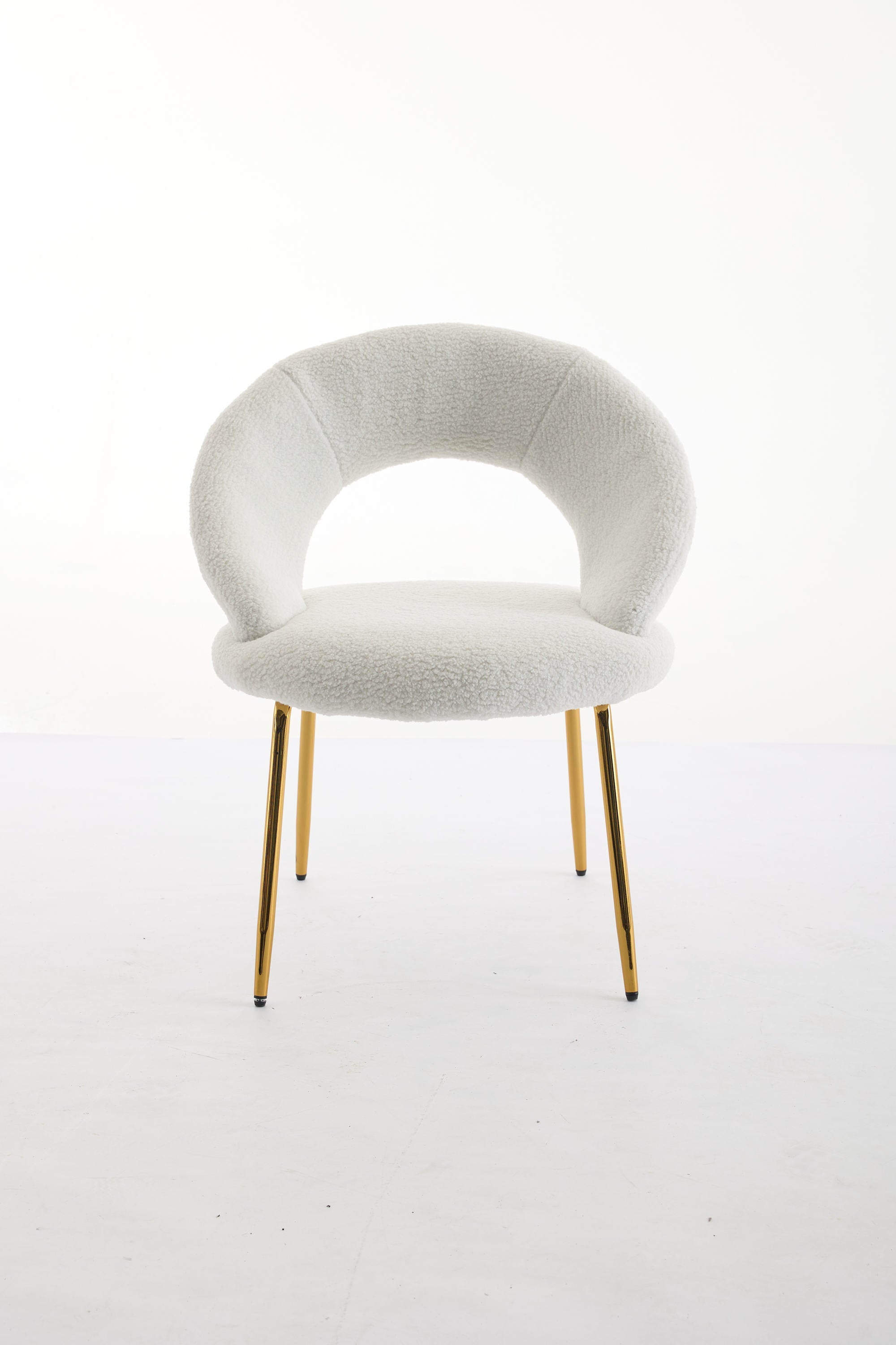 Velvet/Teddy Fabric Dining Chairs with Curved Backrest