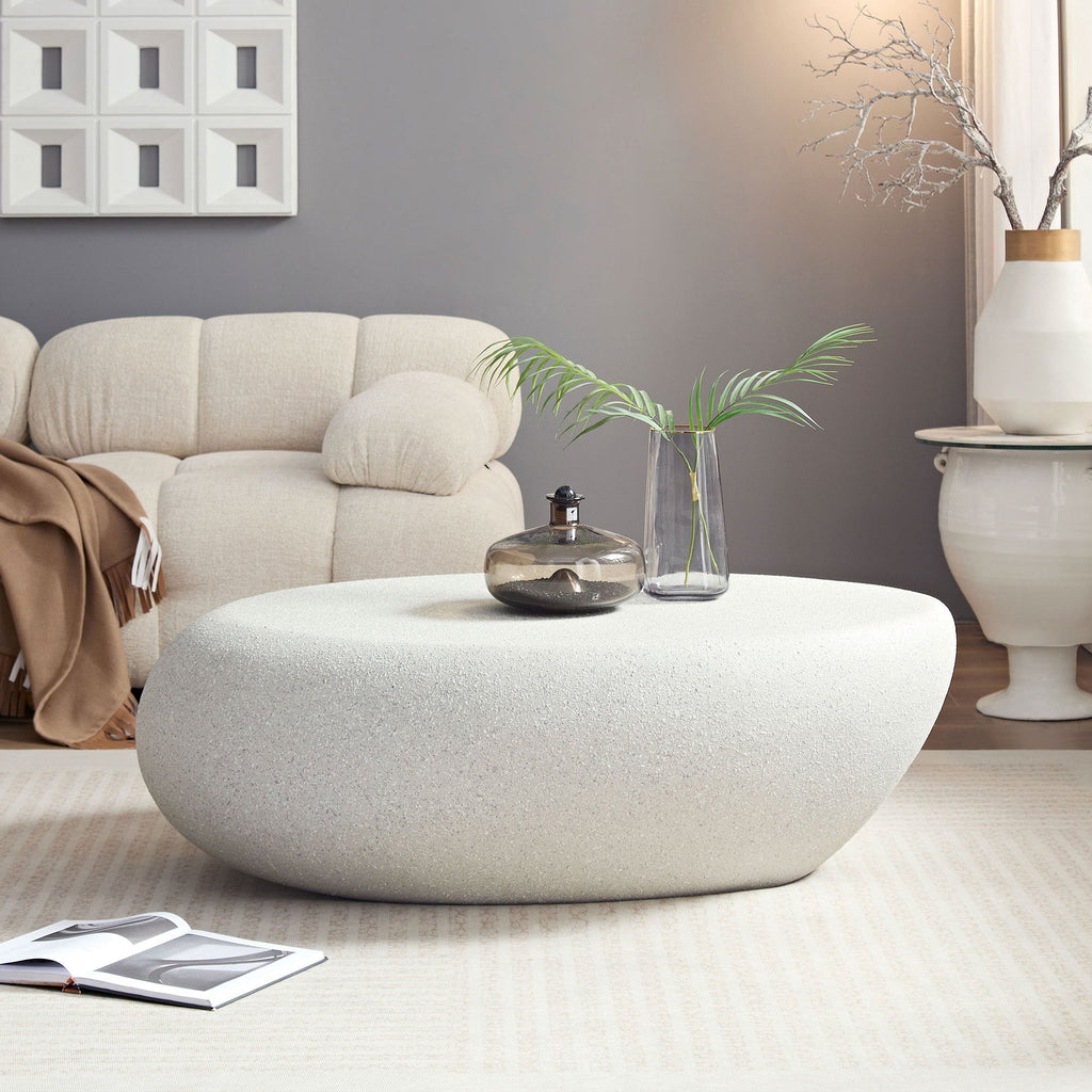 43.31'' Fiberglass Elliptical Coffee Table for Living Room