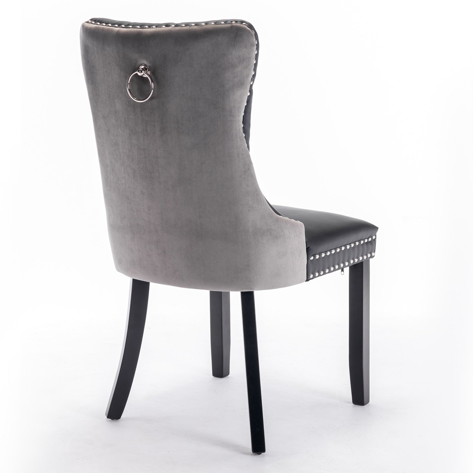 Tufted Solid Wood PU Upholstered Dining Chair with Wood Legs (Set of 2)