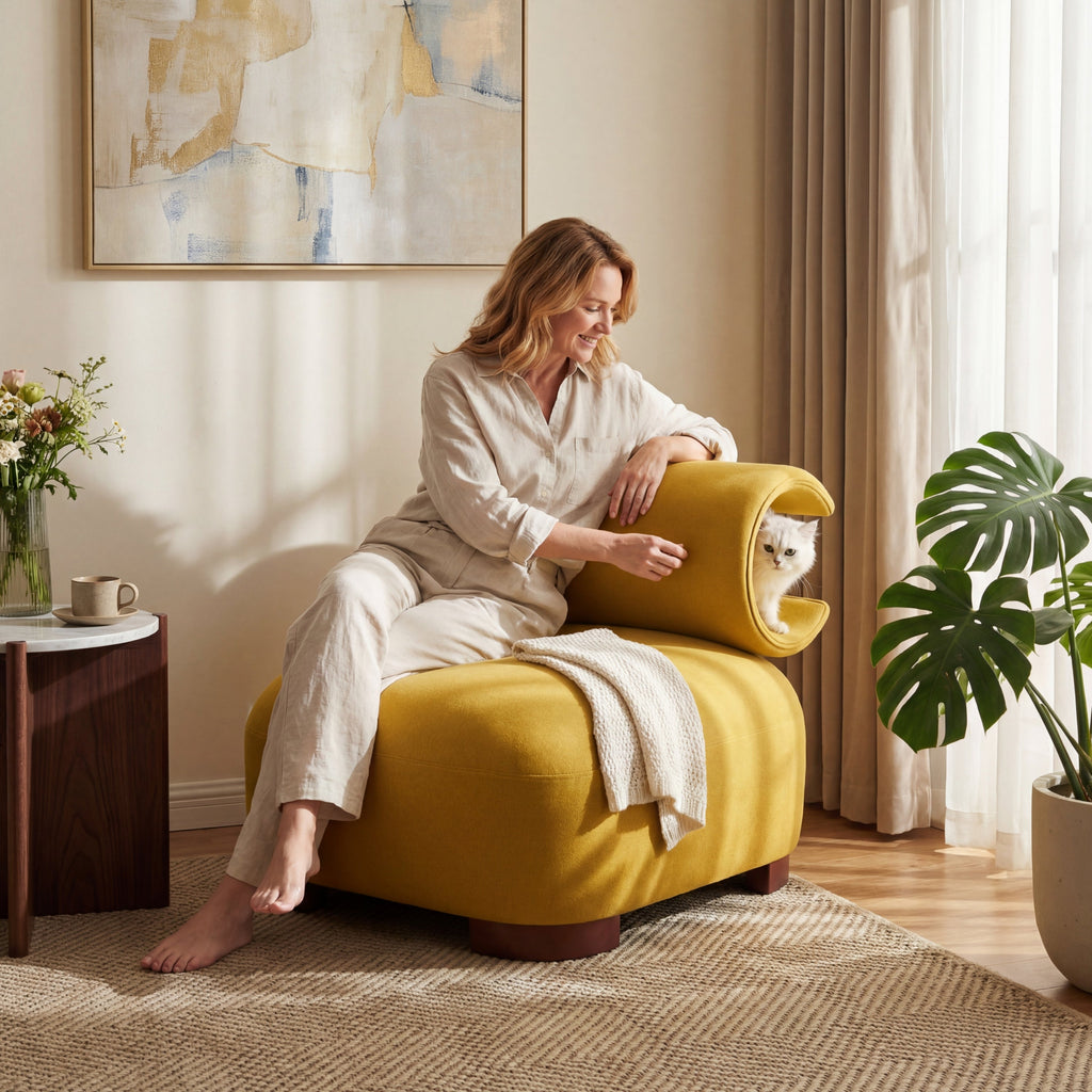 Pet-Friendly Modern Polyester Accent Chair for Living Room