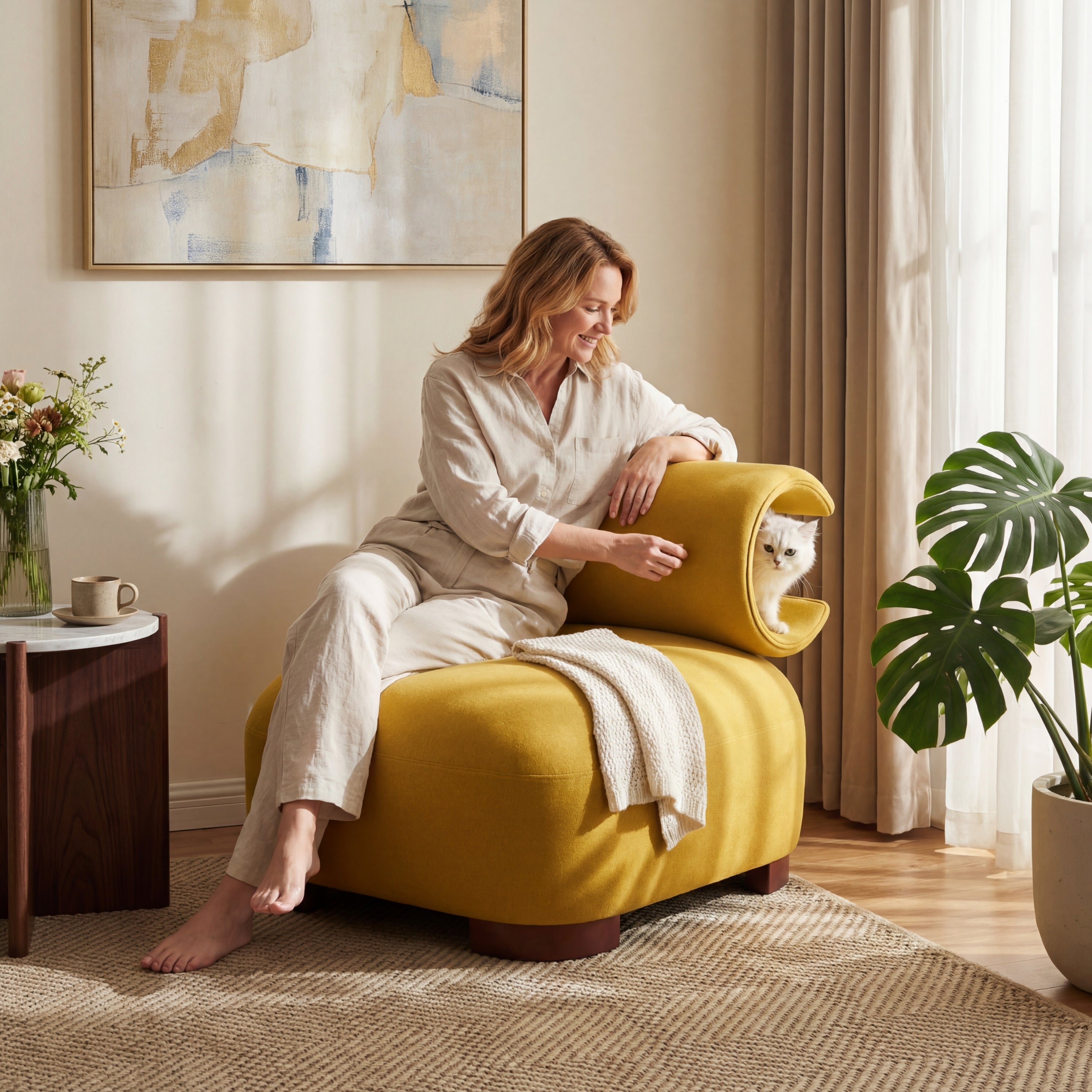 Pet-Friendly Modern Polyester Accent Chair for Living Room