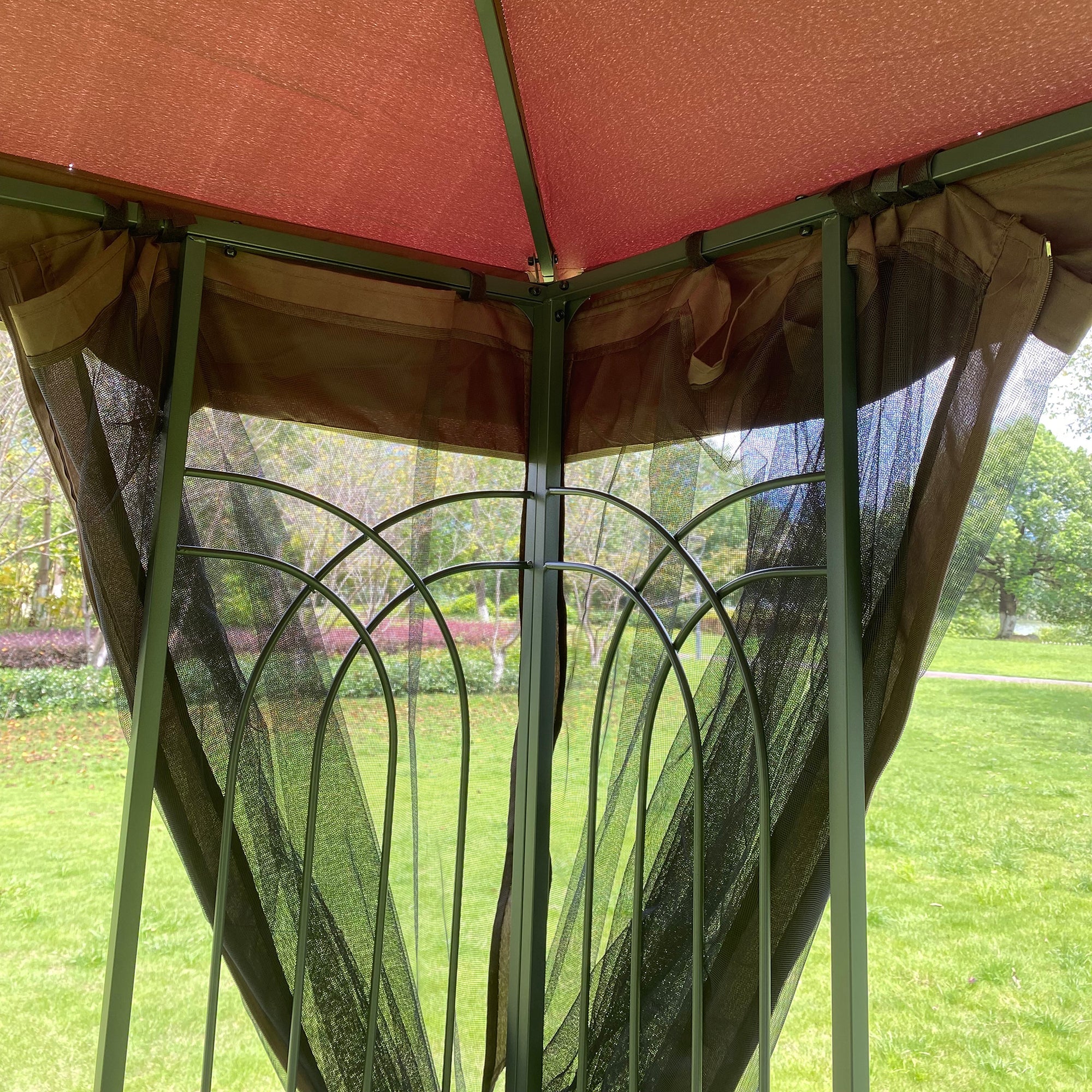 Patio Gazebo Tent with Ventilated Double Roof and Mosquito Net for Backyard or Garden
