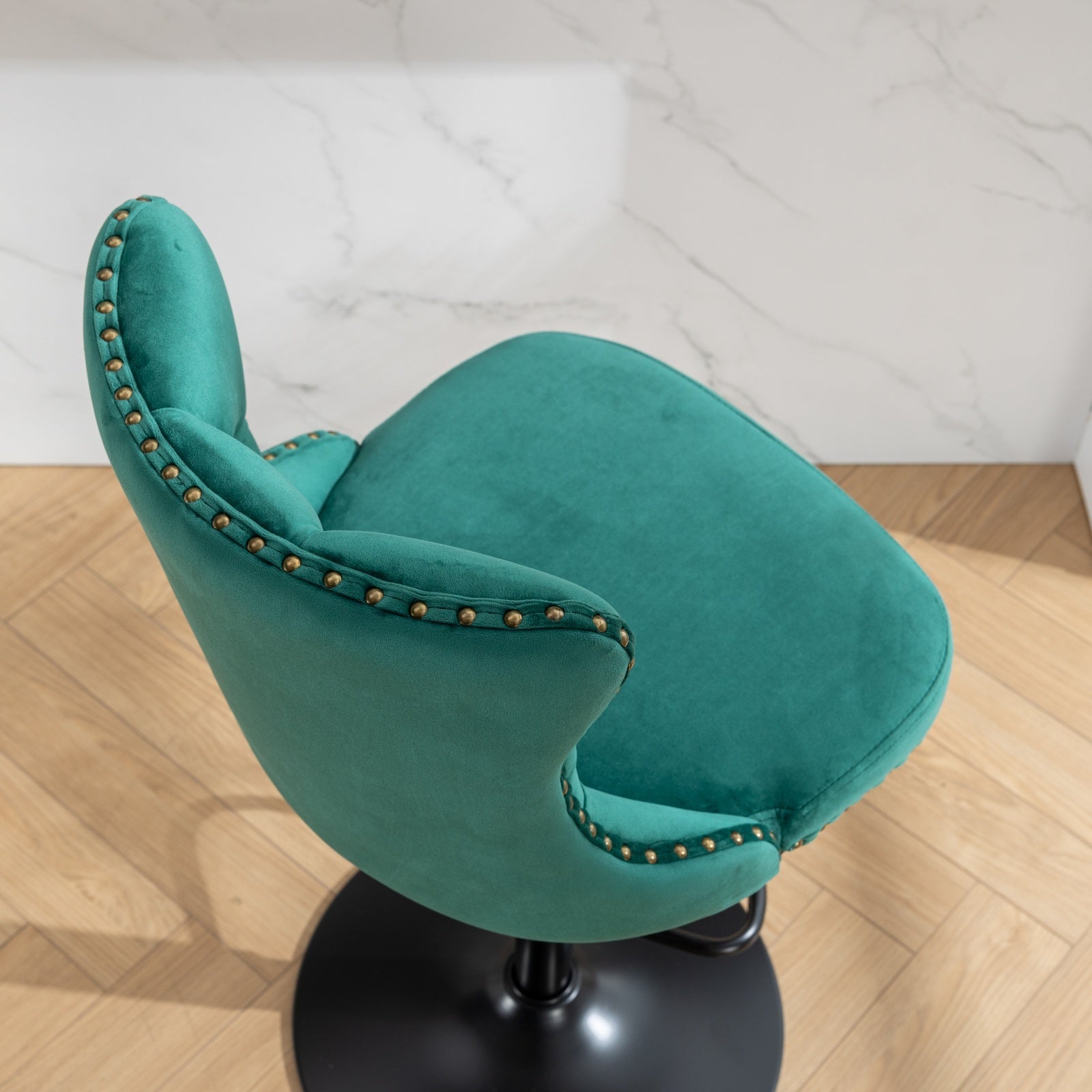 Modern Swivel Velvet Barstools Adjusatble Seat (Set of 2)