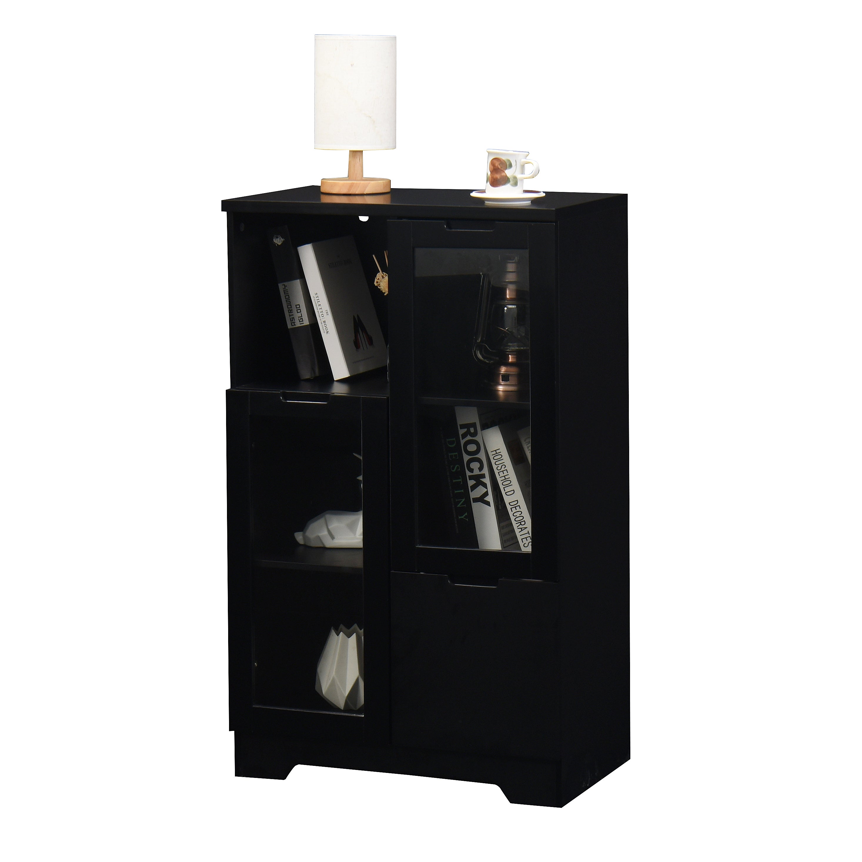 Modern MDF Painted Cabinet with Glass Doors and Drawer