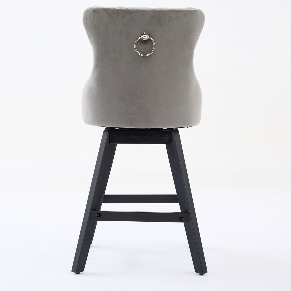 Swivel Velvet Barstools with Button Tufted Decoration (Set of 2)
