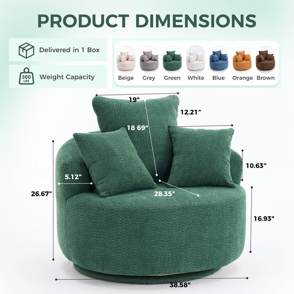 360° Swivel Round Upholstered Sofa Chair