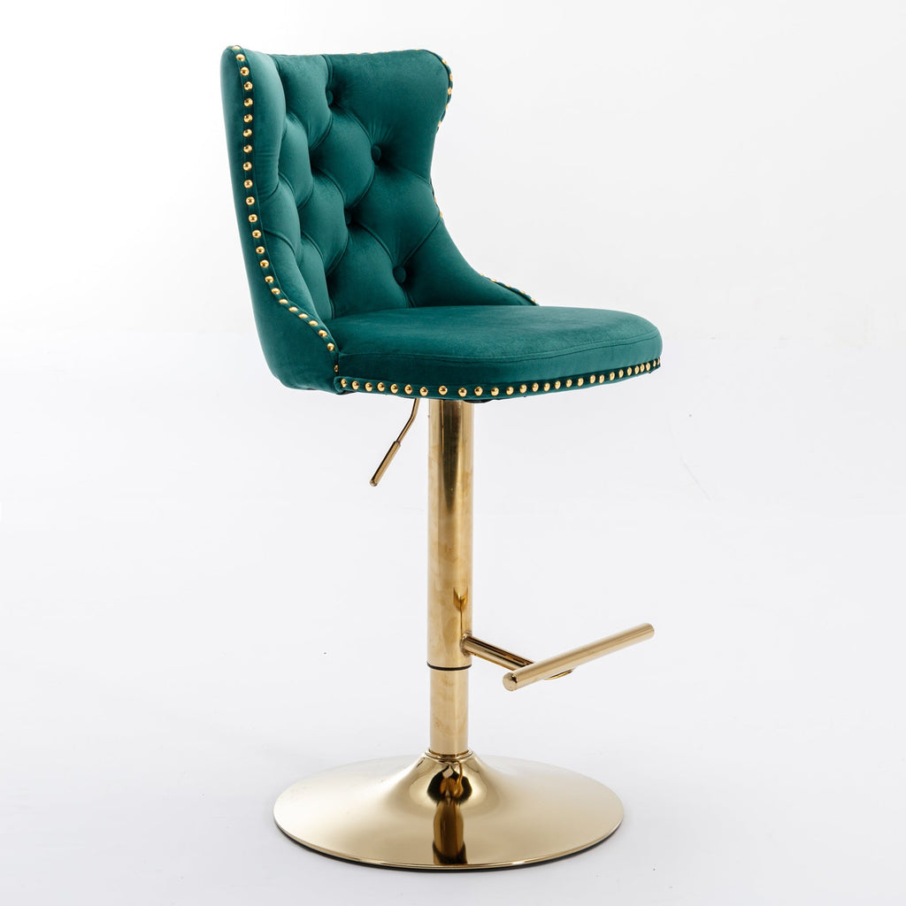 25-33 Inch Modern Velvet Swivel Barstools (Set of 2)