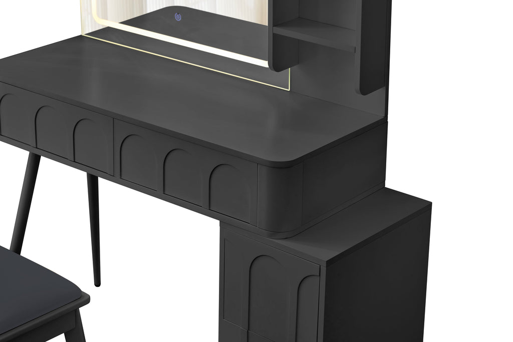 Modern Makeup Vanity Desk with LED Lights and Mirror