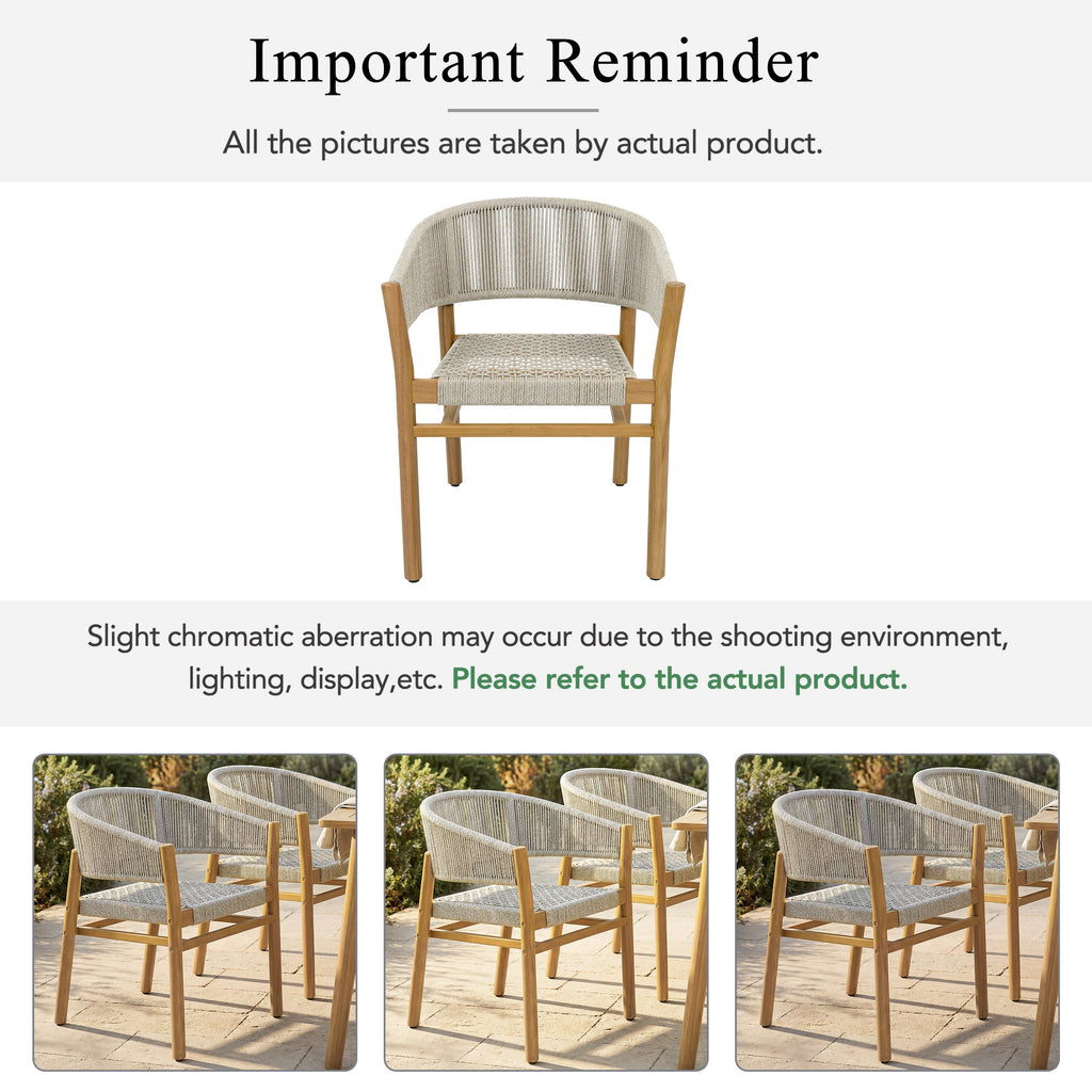 2-seat Woven Outdoor Chairs, Comfy Patio Seating with Elegant Teak Finish