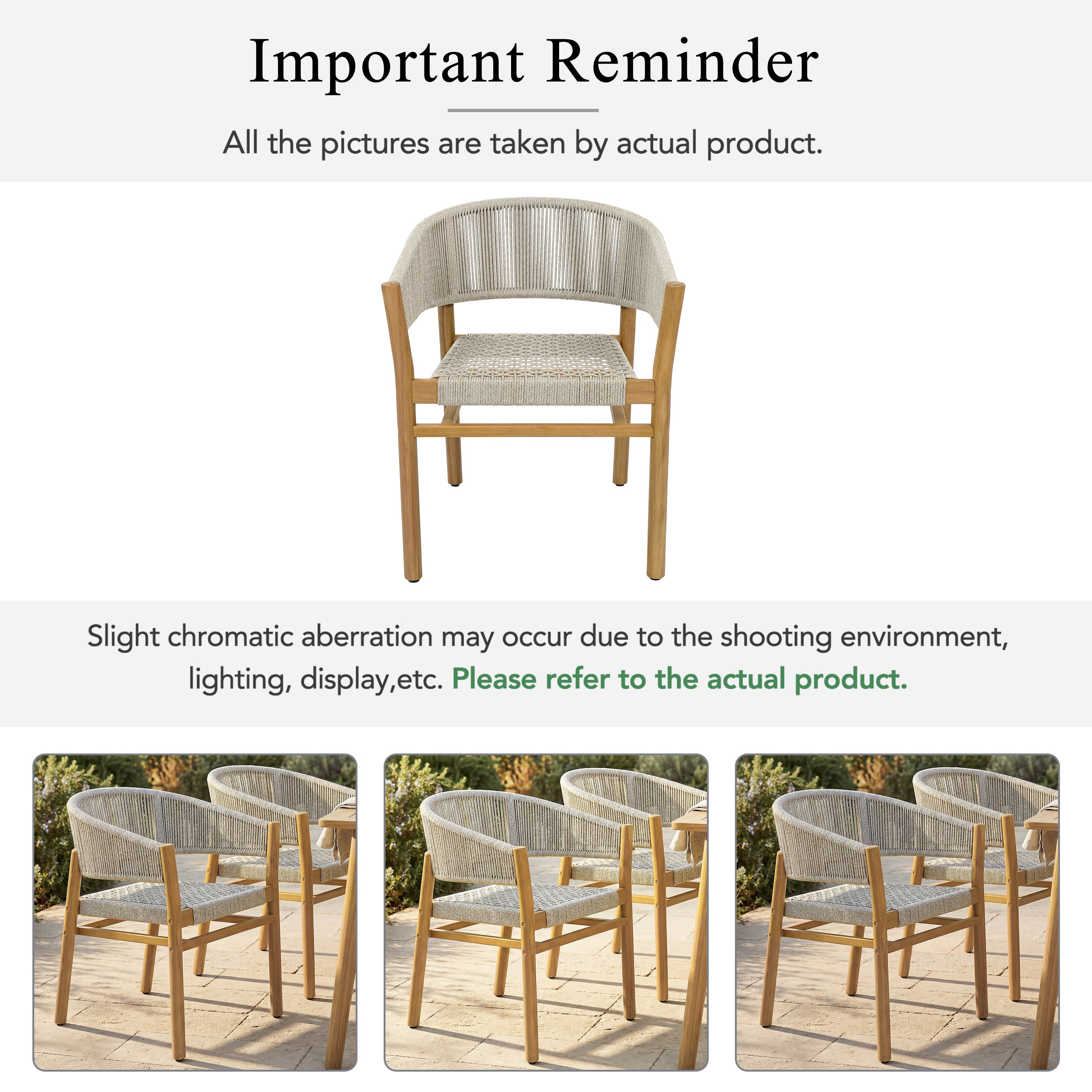 2-seat Woven Outdoor Chairs, Comfy Patio Seating with Elegant Teak Finish